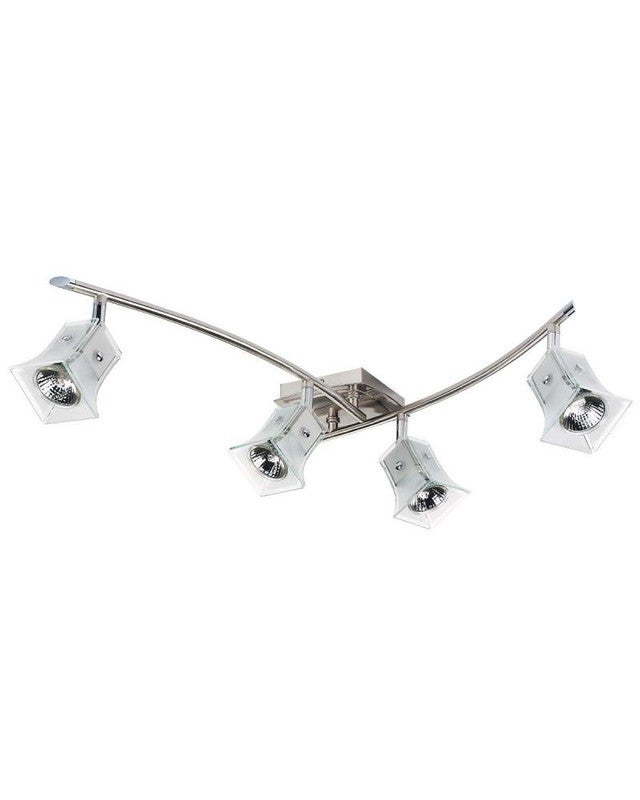 Globe Lighting 5718301 Brushed Steel & Chrome 4-Light Halogen Ceiling Fixture - Modern Lighting for Living Room, Bedroom, Dining Room & Office Spaces