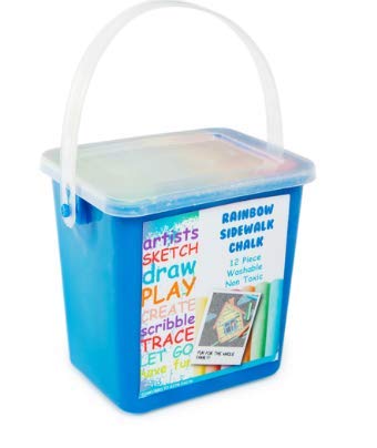 12-Piece Small Rainbow Sidewalk Chalk Bucket for Kids Outdoor Drawing & Creative Play