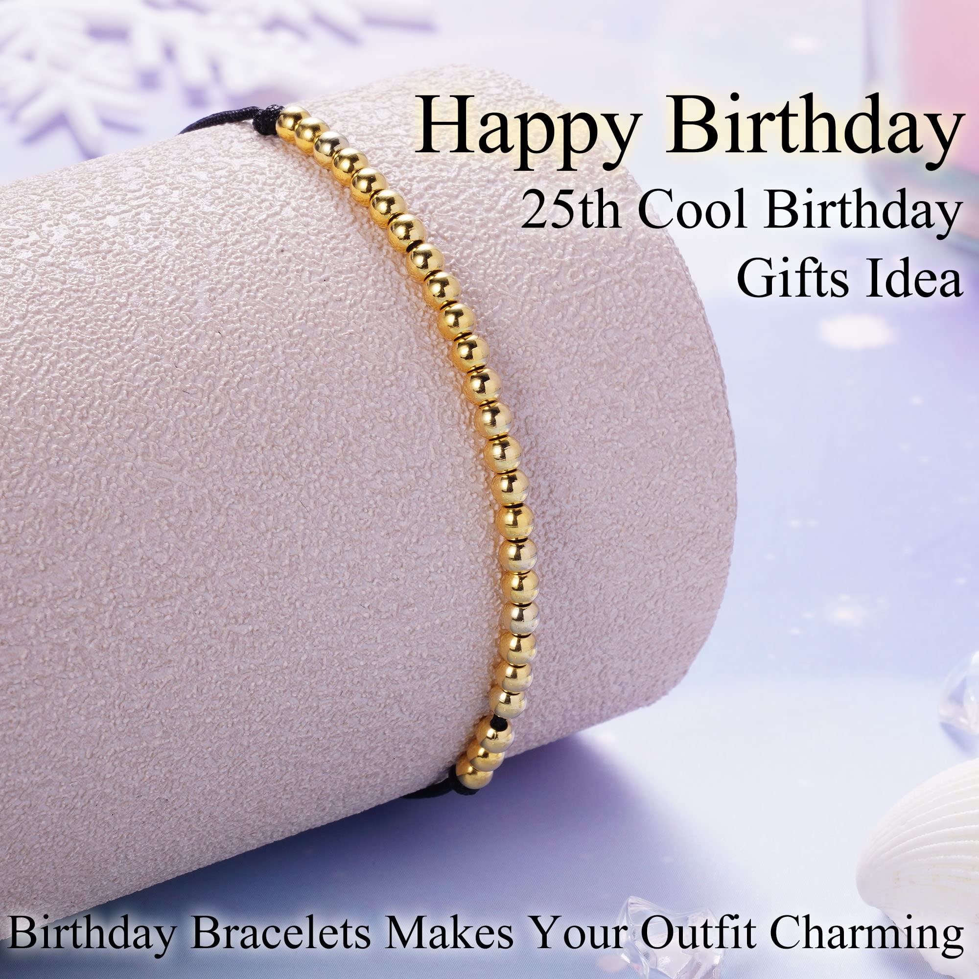 Adjustable Birthday Bracelet for Women - Silver/Gold/Rose Gold Beaded Jewelry Gift for Teen Girls, Daughter, Girlfriend, Wife, Sister & Best Friend - Perfect for Birthdays, Christmas & Special Occasions