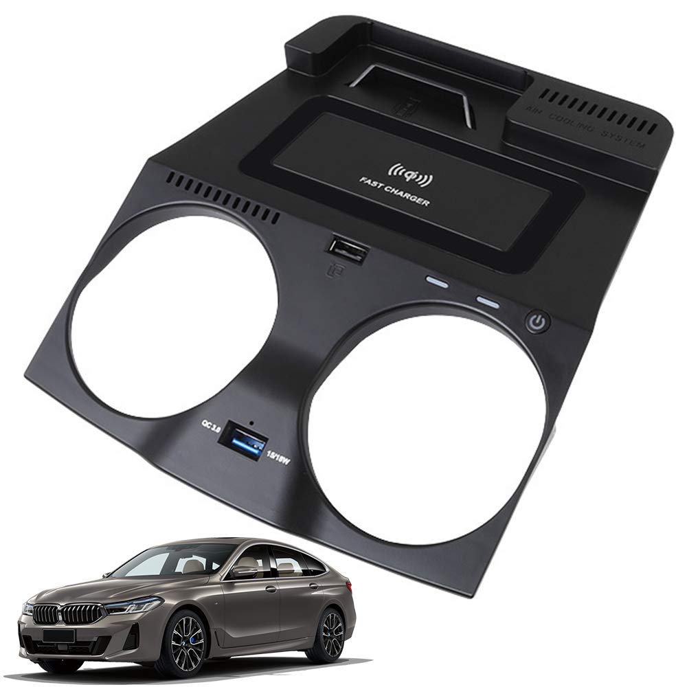 BMW 5 Series G30 G31 & 6 Series GT 2018-2020 Wireless Car Charger - 15W Fast Qi Charging Pad with USB Port for iPhone, Samsung & Qi-Compatible Phones | Perfect for Commuting & Road Trips