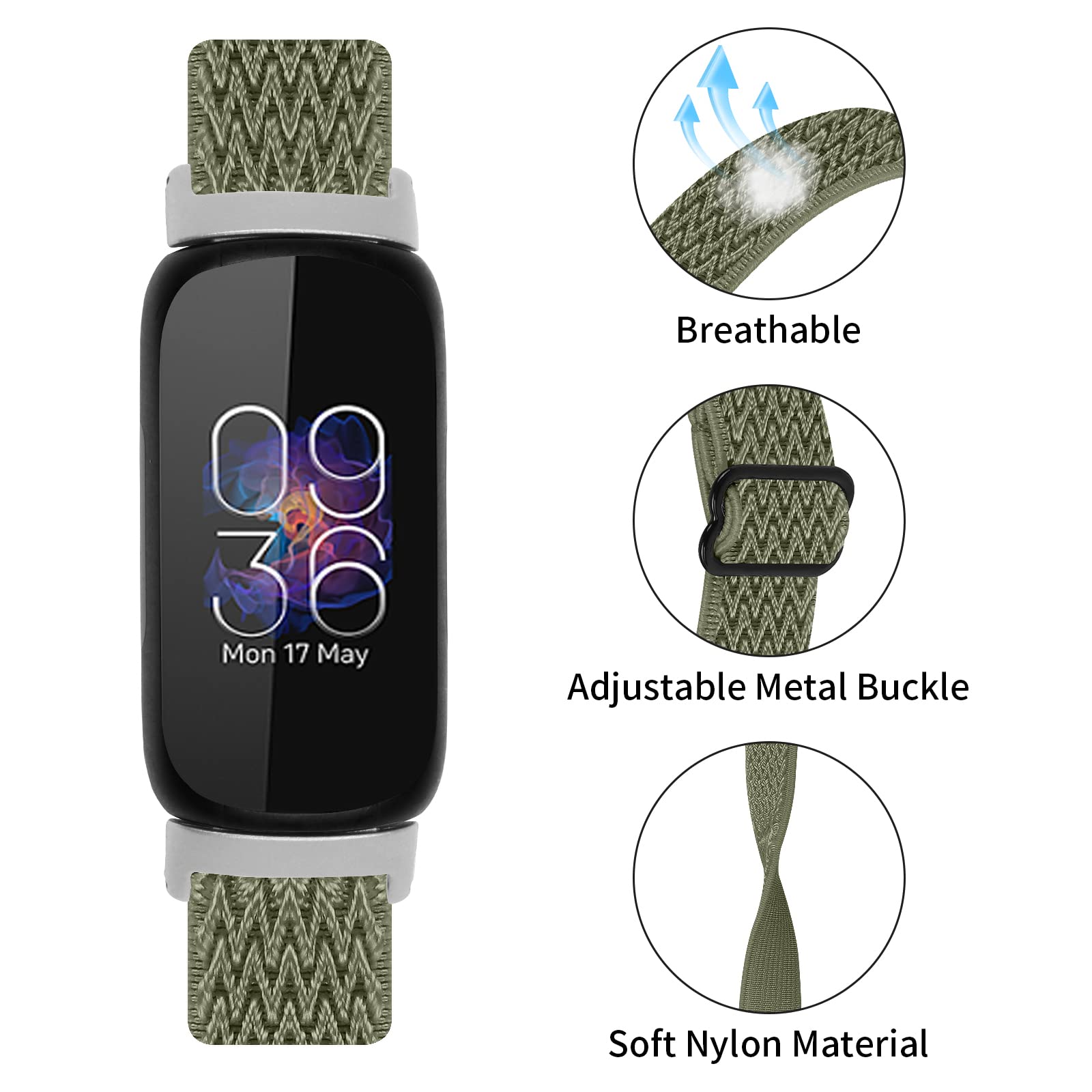 AISPORTS Adjustable Soft Stretch Braided Nylon Replacement Band for Fitbit Inspire 3 - Comfortable Solo Loop Bracelet for Women & Men - Perfect for Workouts, Running & Everyday Wear
