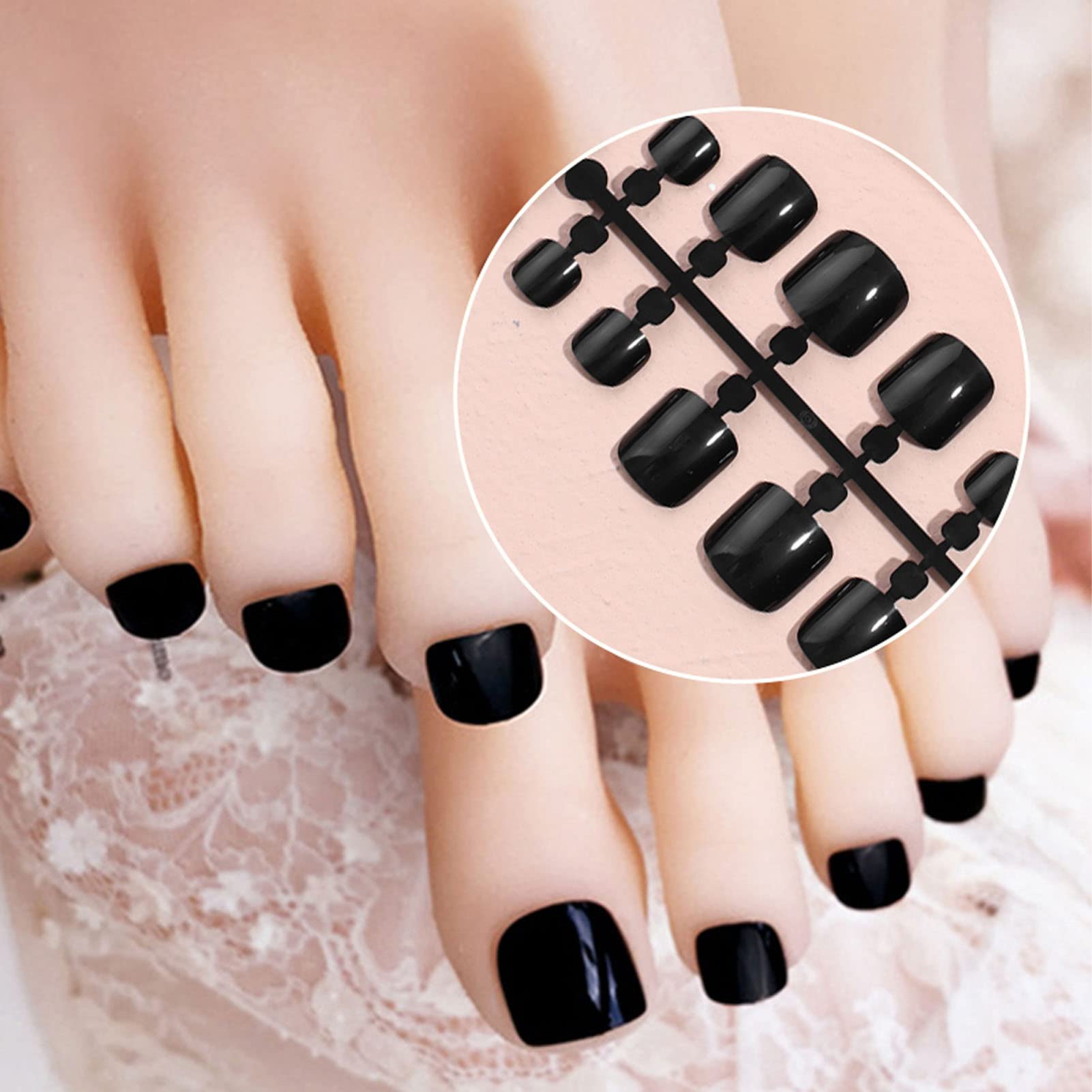 240 Pcs Full Cover False Nail Tips - Glossy Black Press On Nails for Salon & DIY Manicure | Perfect for Parties, Weddings & Special Occasions