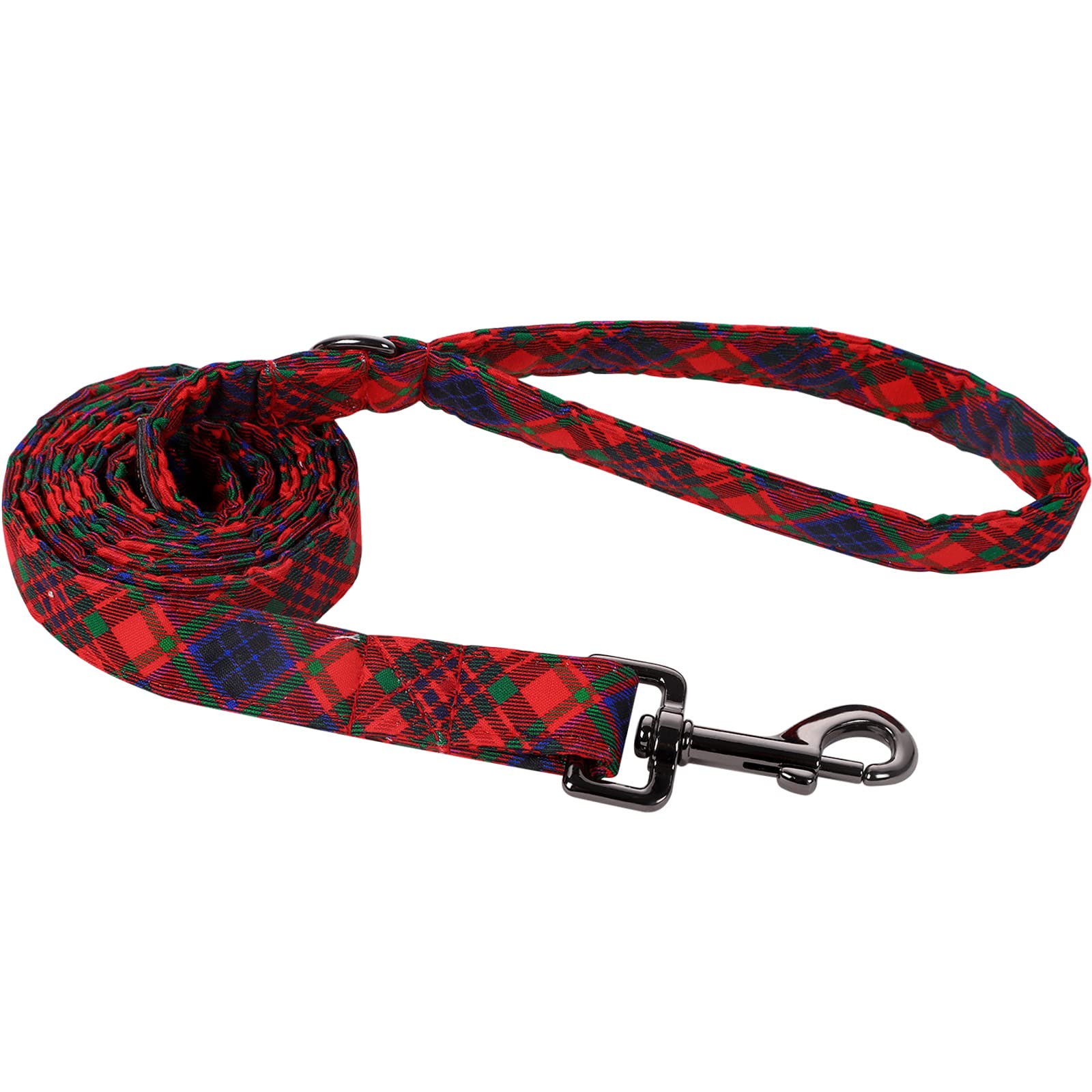 **ARING PET Christmas Dog Leash & Matching Collar Set - Cute Plaid Cotton Handmade Leash for Small, Medium, Large Dogs & Cats - Perfect for Holiday Walks & Festive Pet Outfits**