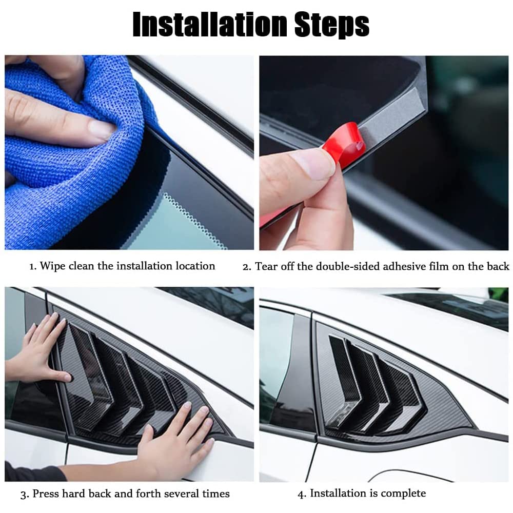 2PCS ABS Glossy Black Sport Style Rear Side Window Louvers for Nissan Sentra 2013-2019 - Vent Scoop Shades Cover Blinds Trim Accessories - Enhances Style & Airflow for Sporty Driving
