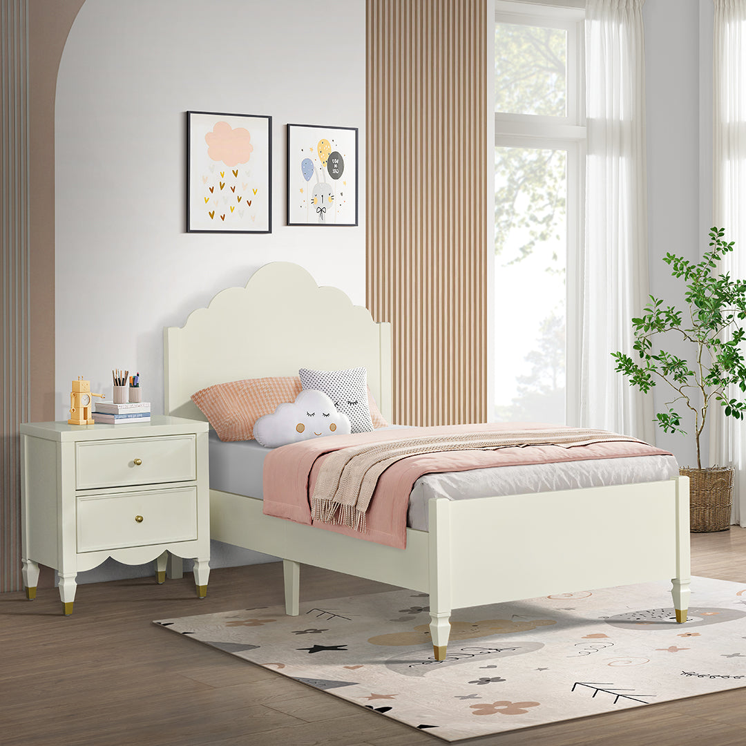 Olivia Panel Bed - Queen Size Upholstered Bed Frame with Button Tufting & Wooden Slats - Perfect for Master Bedroom & Guest Room Decor