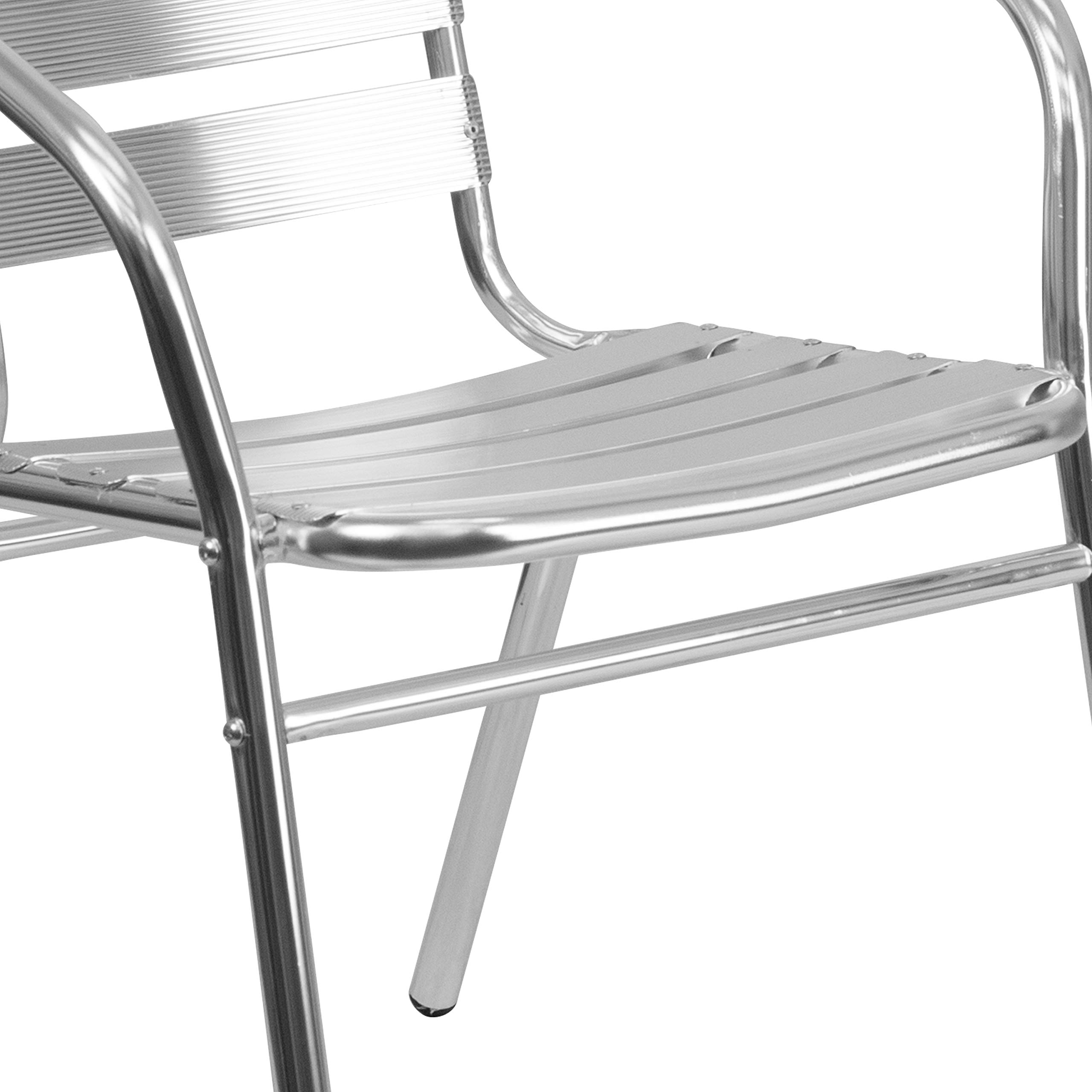 EMMA + OLIVER Aluminum Stackable Patio Chairs with Triple Slat Back & Arms - Indoor Outdoor Dining, Poolside, Garden & Restaurant Use