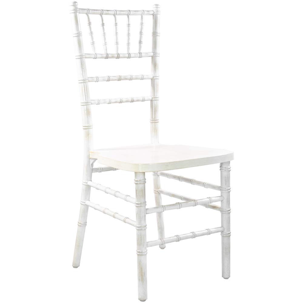 Flash Furniture Advantage Lime Wash Chiavari Chair - Lightweight Stackable Event Chairs for Weddings, Banquets & Parties - Elegant White Wooden Seat with Sturdy Metal Frame