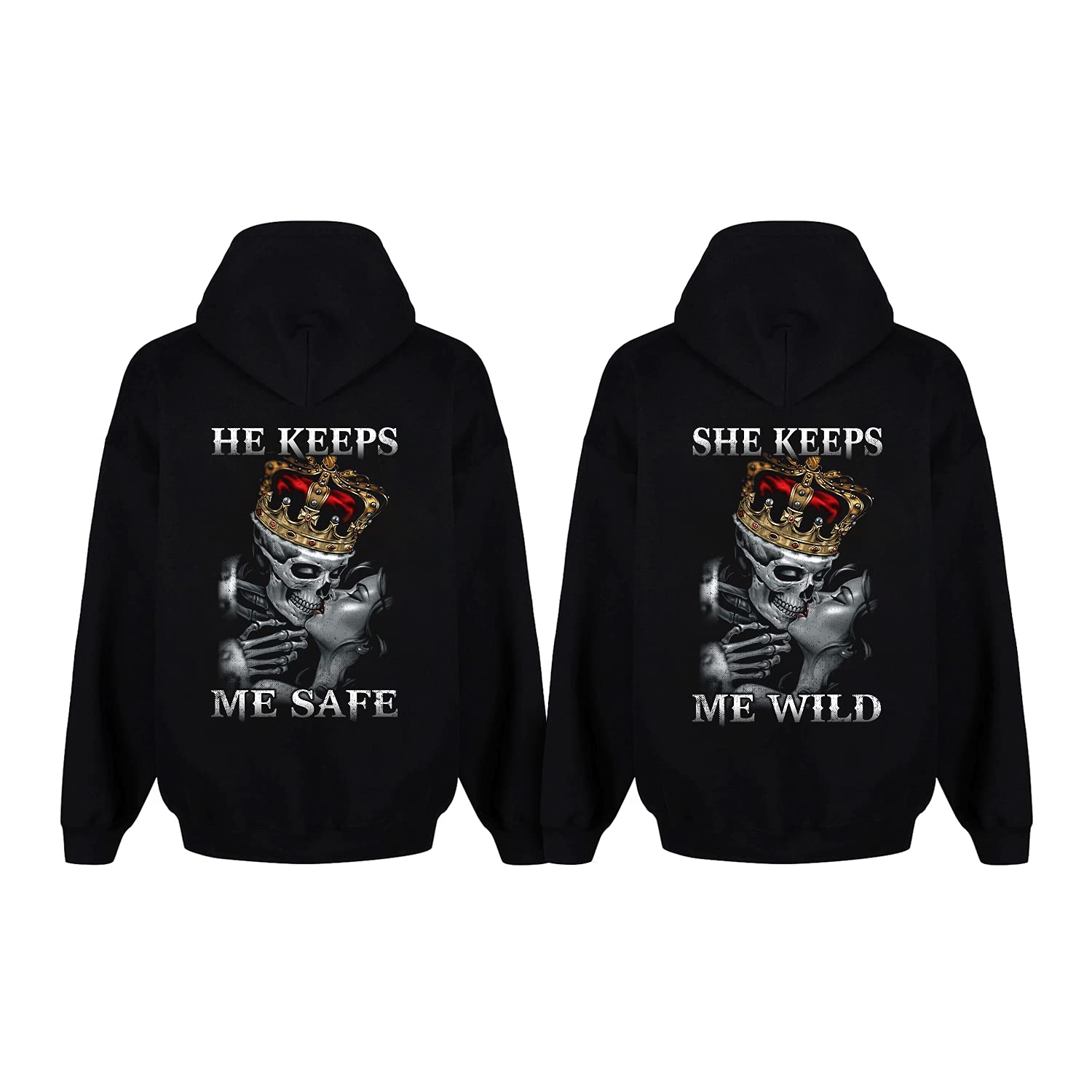 King & Queen Matching Hoodies for Couples - Valentine's Day Gifts for Teen Couples - Cute Couple Outfits for Date Night & Anniversary Celebrations