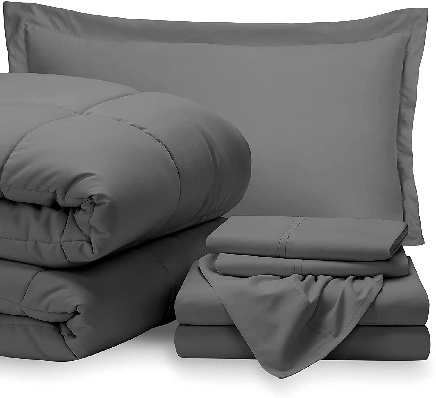 7-Piece Queen Size Bed-in-a-Bag Comforter Set - 600 Thread Count 100% Cotton, 18