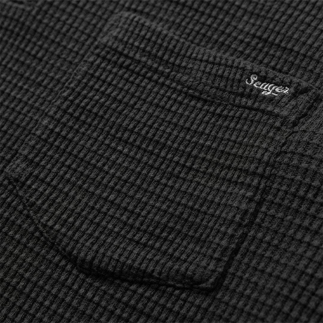 Seager Sawpit Long Sleeve Henley Thermal Shirt for Men - Black | Warm & Comfortable Winter Layering for Outdoor Activities & Casual Wear