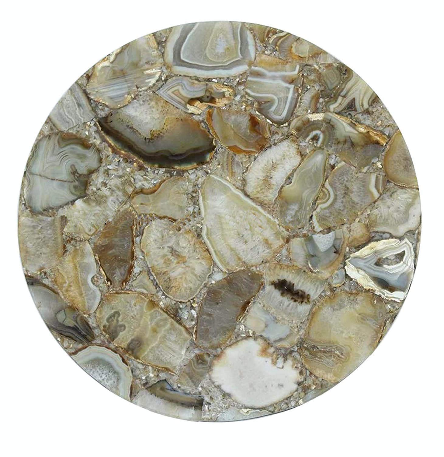 Natural Agate Stone Round Table Top - Handcrafted Side Table, Dining Table & Conference Table Decor - Unique Home & Office Furniture - Perfect for Living Room, Dining Area & Meeting Spaces