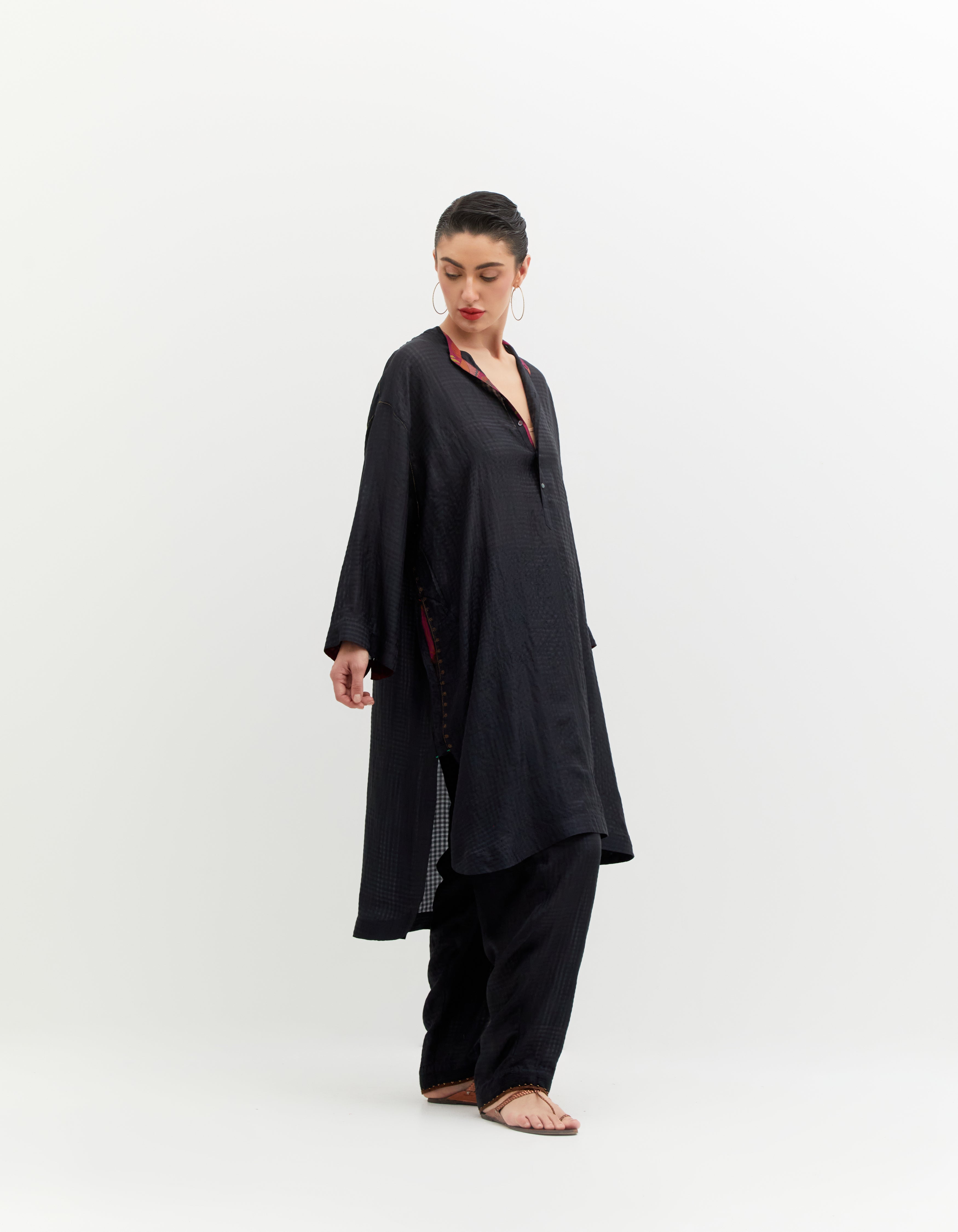SD Aisha Salwar Silk Check Black - Elegant Indian Traditional Outfit for Women | Perfect for Festivals, Weddings & Special Occasions