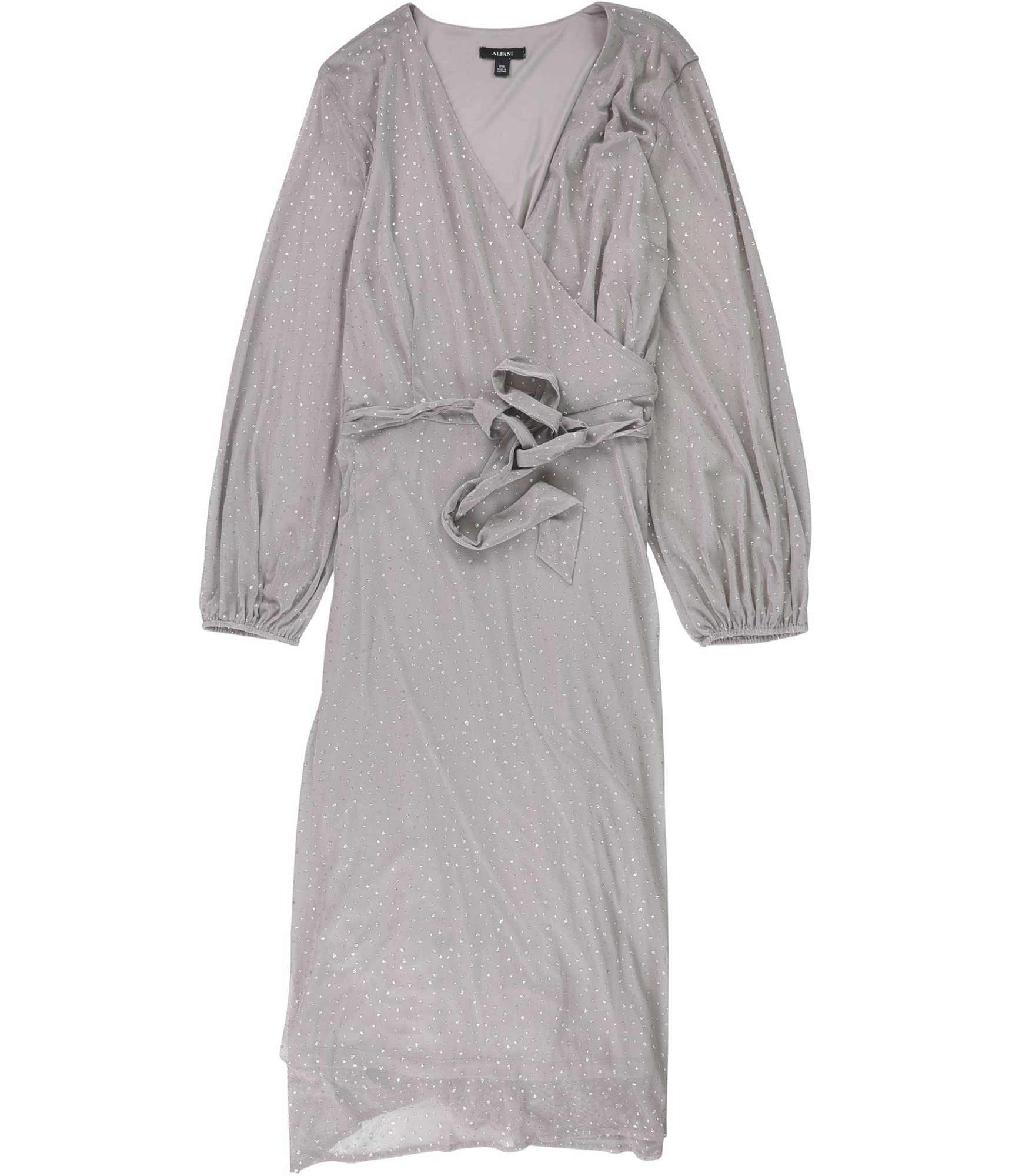 Alfani Women's Sparkly Wrap Dress - Grey, Medium for Party & Evening