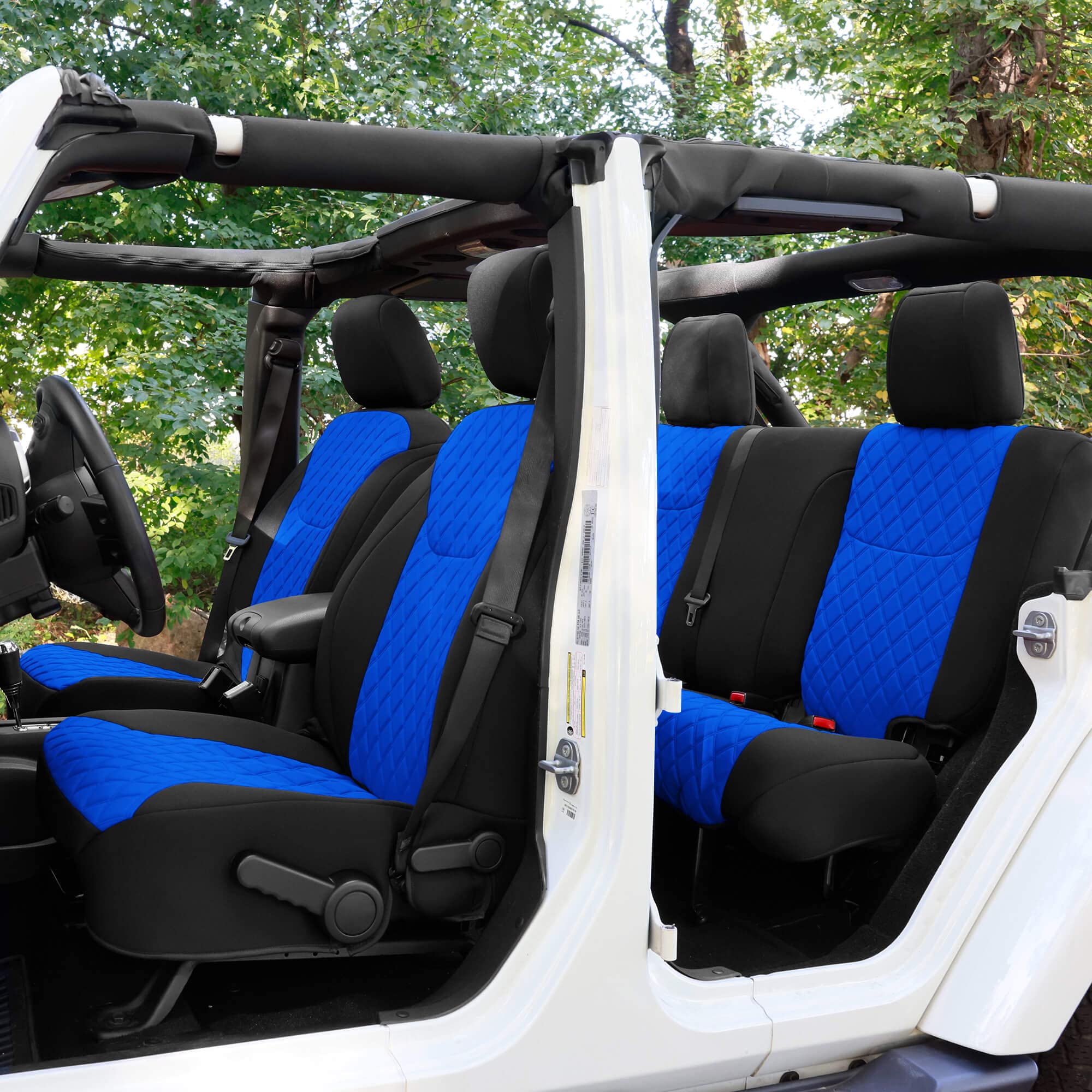 FH Group Custom Fit Neoprene Seat Covers for 2007-2017 Jeep Wrangler JK 4 Door | Water Resistant 1st & 2nd Row Car Seat Protectors | Full Set Blue Automotive Accessories | Perfect for Off-Roading, Camping & Daily Commute
