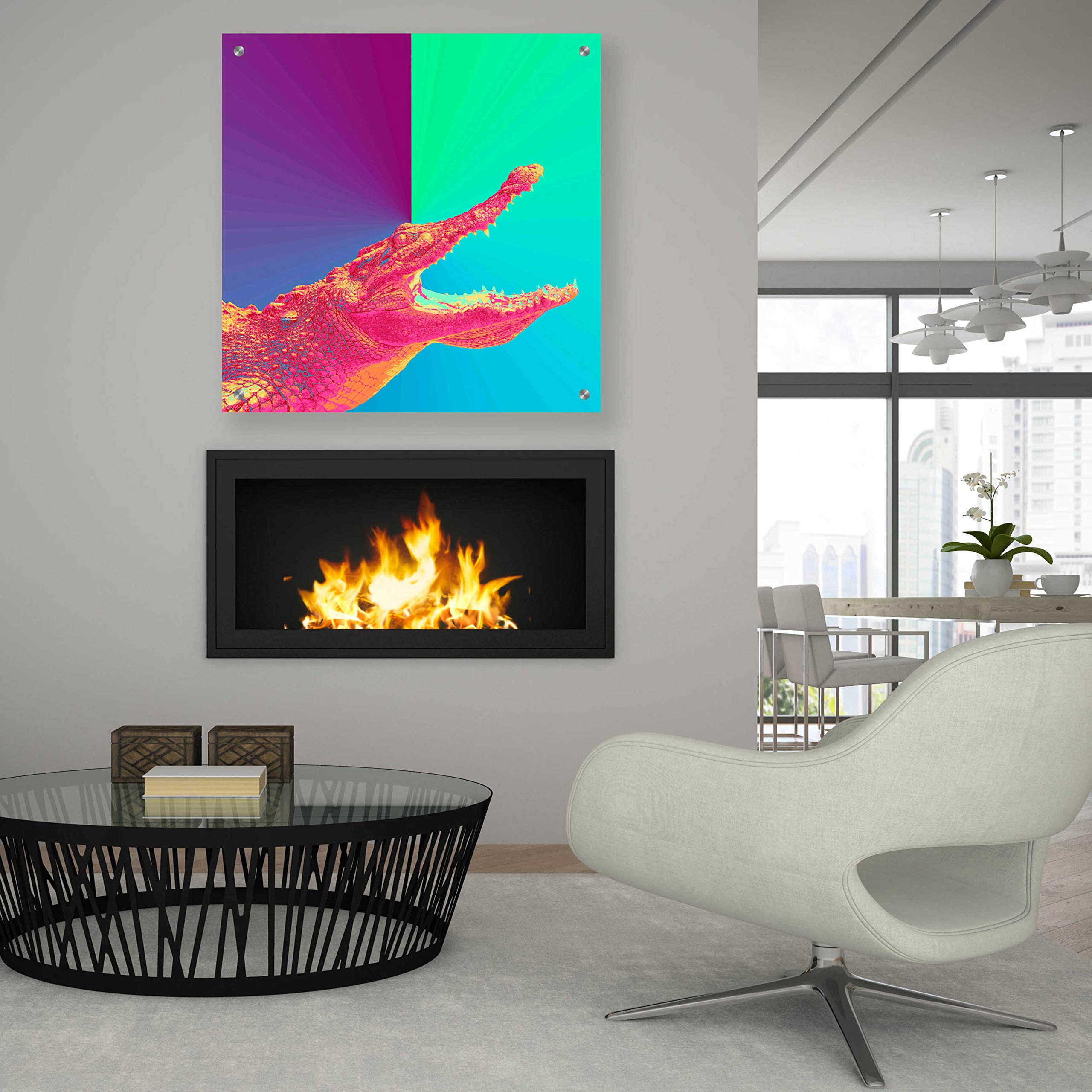 Epic Art 'Alligator Crush' - 36x36 Inch Modern Acrylic Glass Wall Decor - Vibrant Contemporary Home & Office Wall Art - Perfect for Living Room, Bedroom or Office Decoration