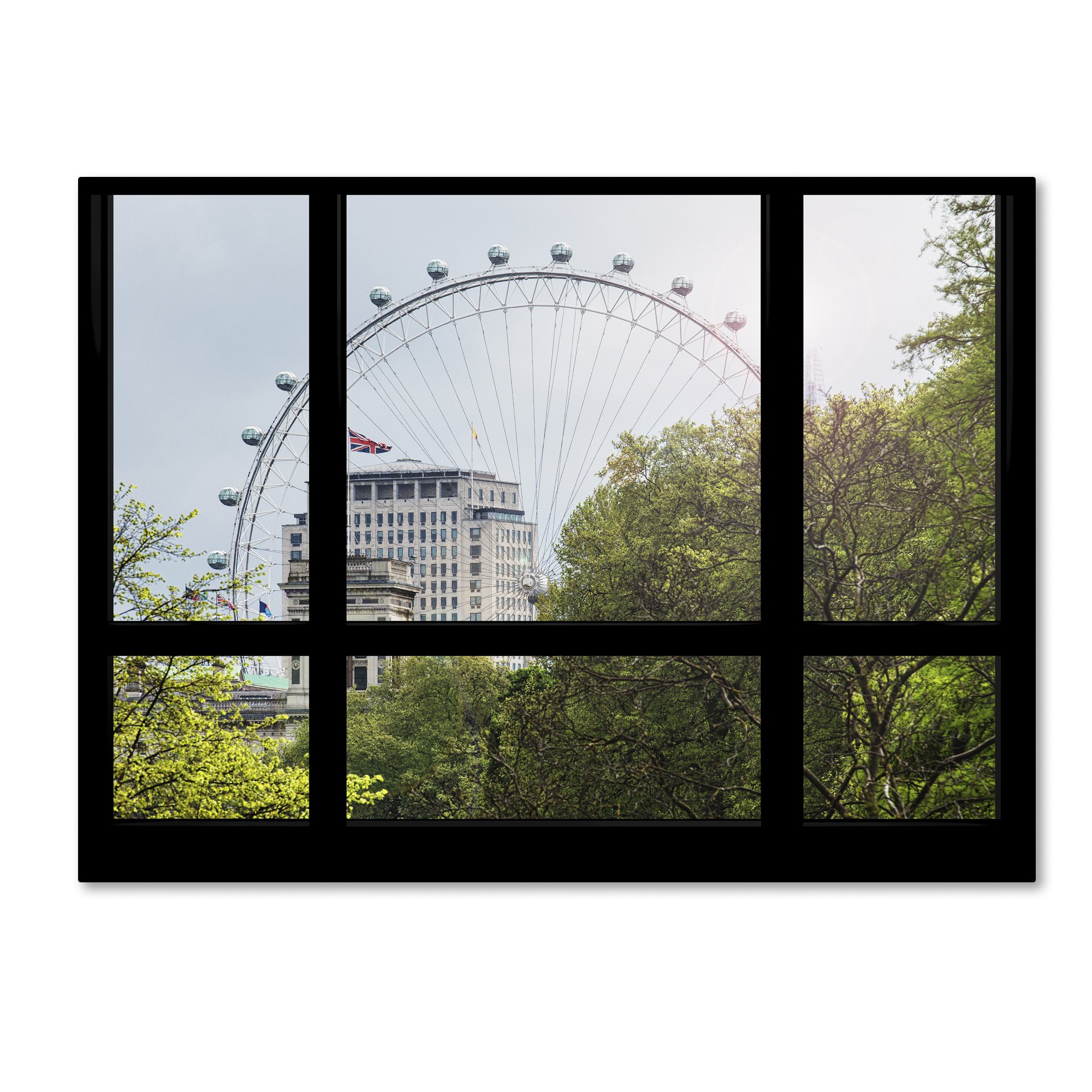 Philippe Hugonnard The London Eye 1 - 35x47 Inch Premium Wall Art Print for Living Room, Bedroom & Office Decor - Trademark Fine Art Window View Collection