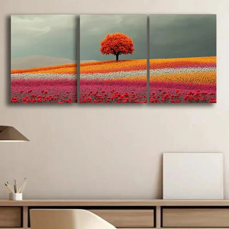 3-Piece Large Field of Roses Wall Art Set - Framed Canvas Decor 40x60cm | High Quality Print | 100% Australian Made | Ready to Hang | Perfect for Living Room, Bedroom & Office Decor