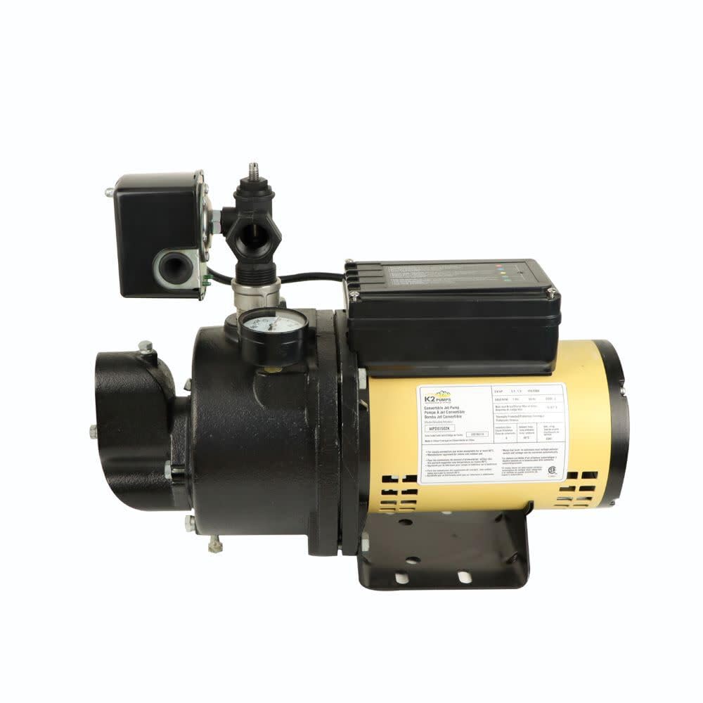 K2 Pumps WPD07502K - 3/4HP Cast Iron Convertible Jet Pump with LED Diagnostics Panel | High-Pressure Water Pump for Home, Farm & Irrigation Systems