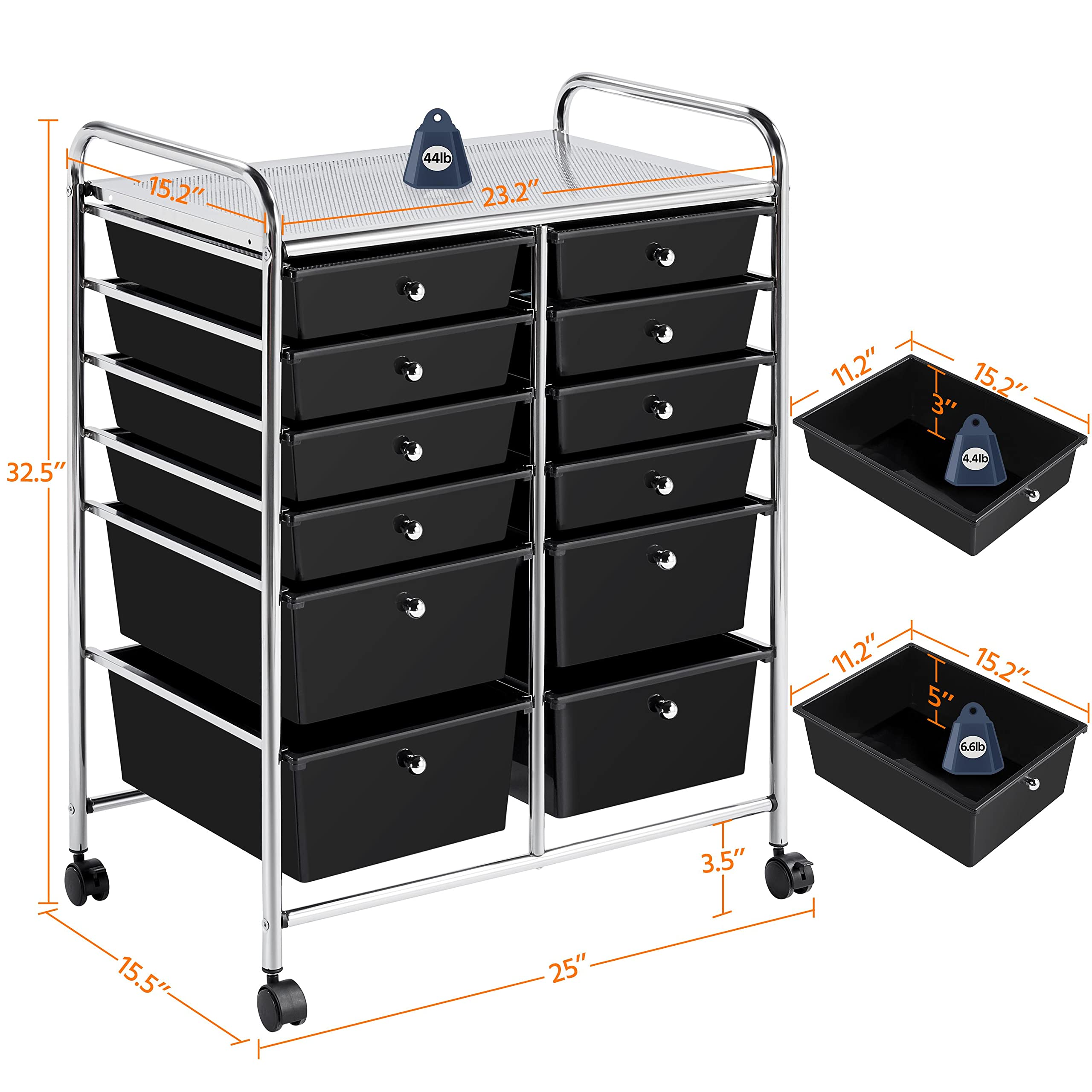 Yaheetech 12-Drawer Rolling Cart - Mobile Storage Organizer for Home & Office