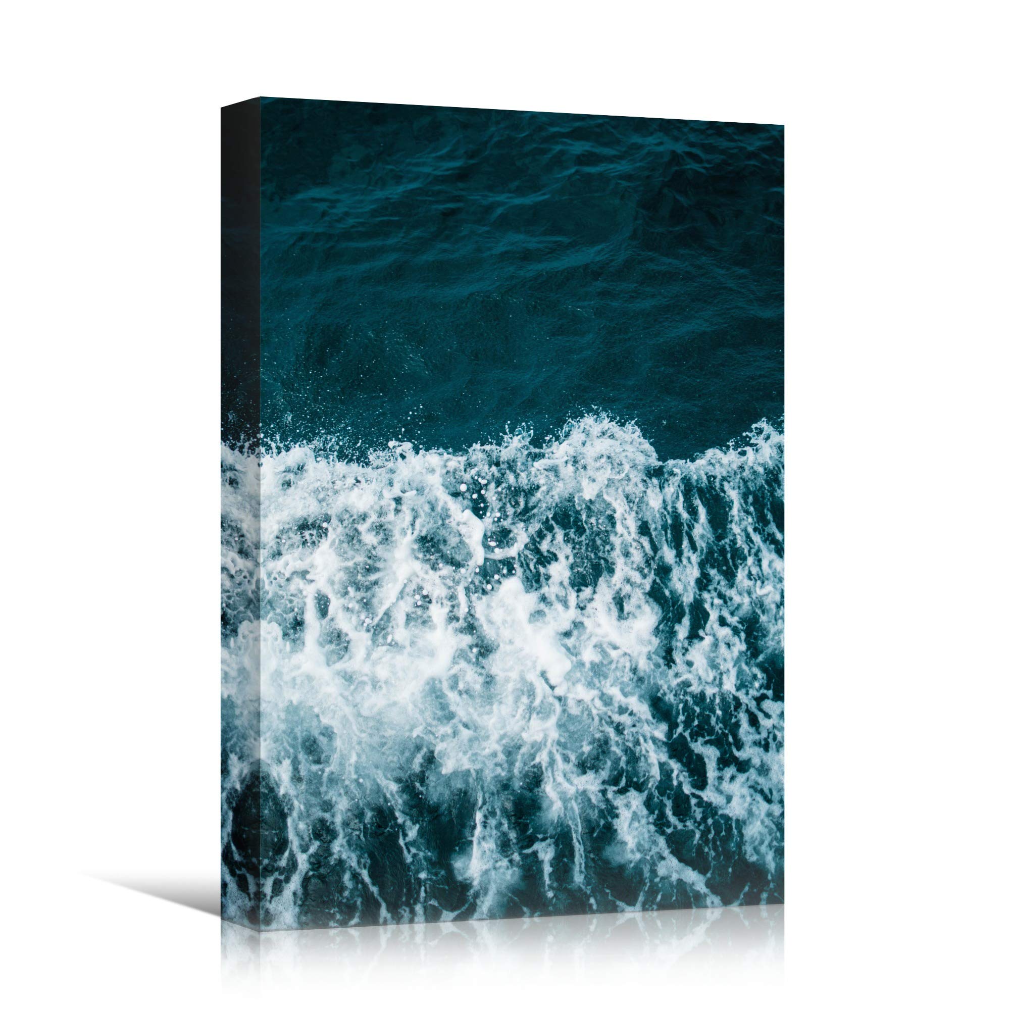 Coastal Beach Wave Canvas Wall Art - 32x48 Inch Blue Ocean Photography for Living Room & Bedroom Decor | Relaxing Seascape Painting for Home & Office