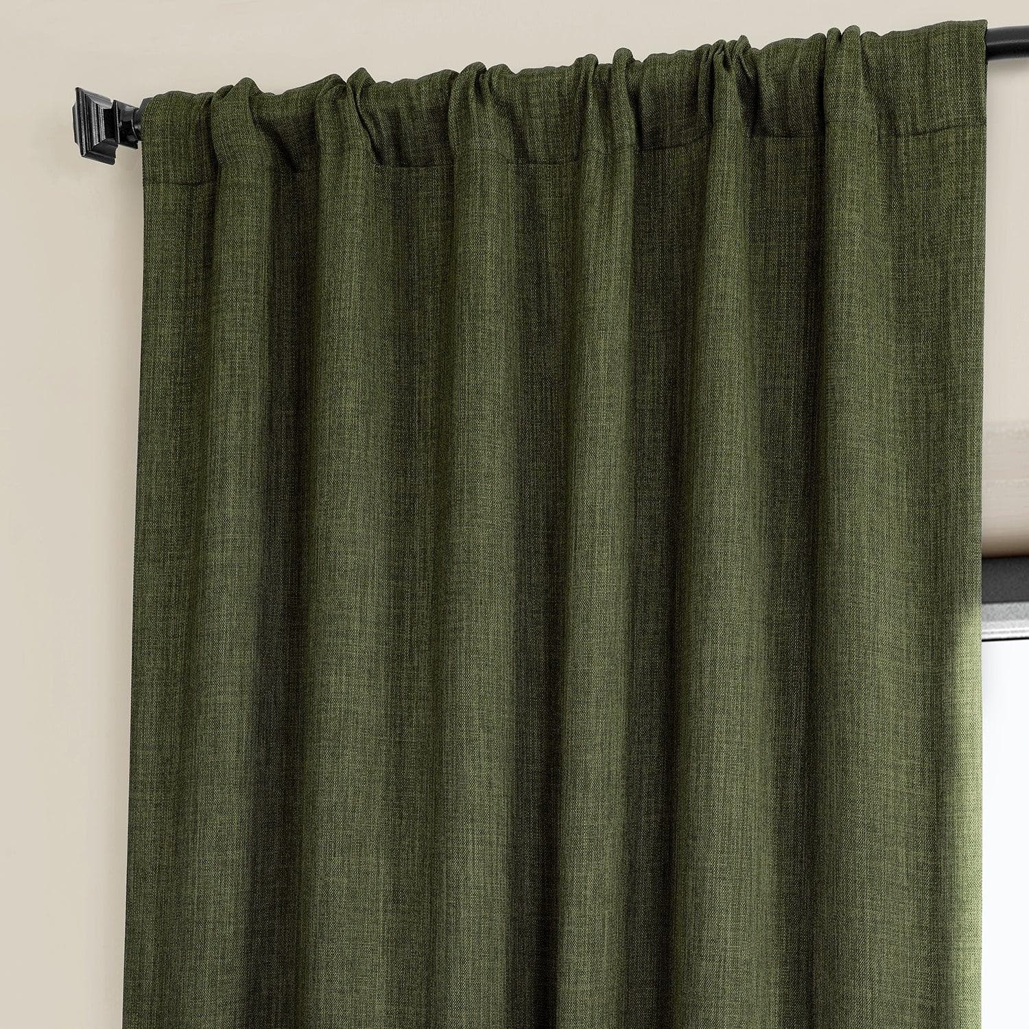 Khaki Green Textured Faux Linen Blackout Curtains for Bedroom - Thermal Insulated Window Drapes for Living Room & Nursery, Noise Reducing Room Darkening Panels (84 Inch Length)