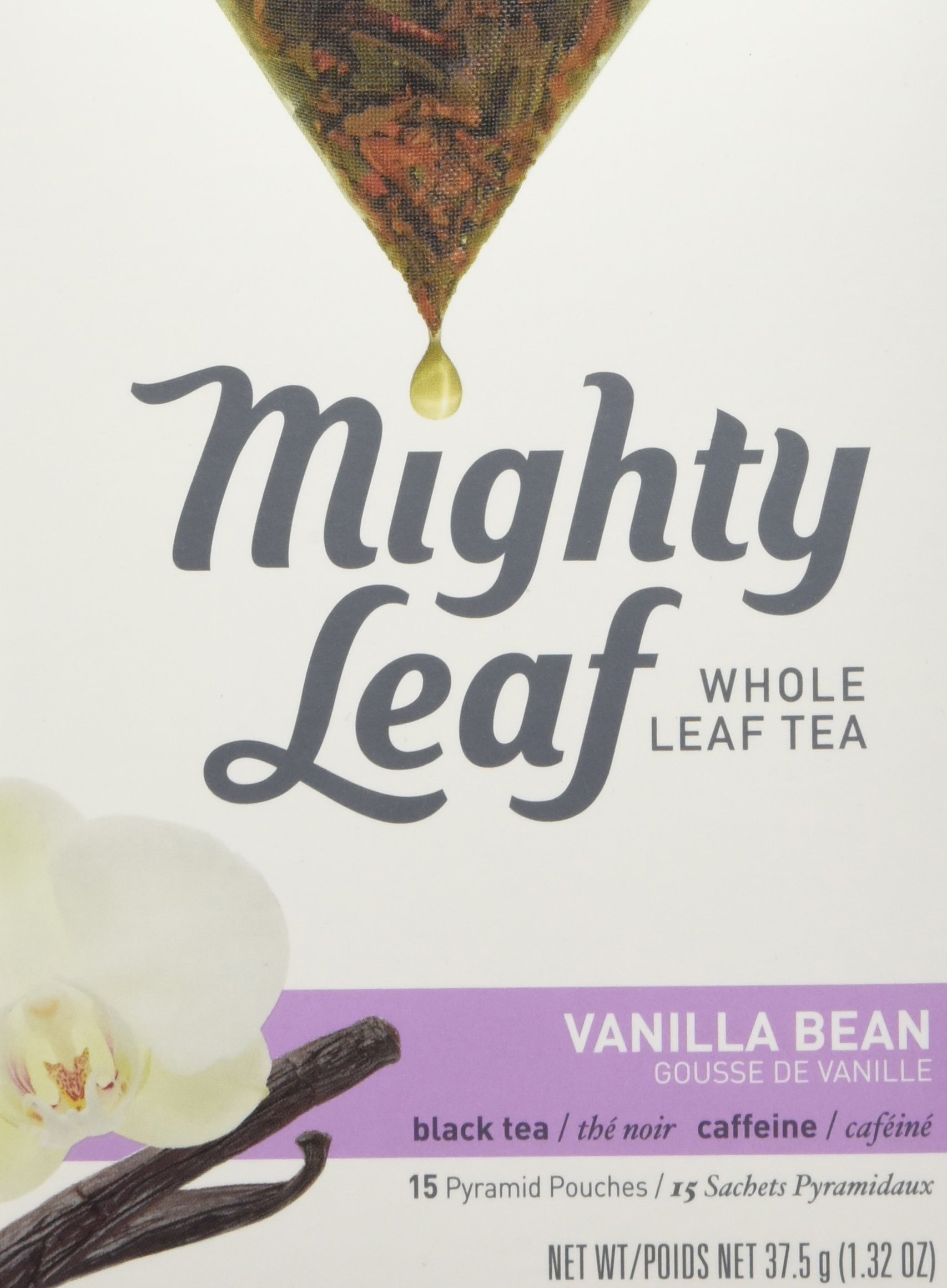 Premium Vanilla Bean Black Tea Bags - Mighty Leaf Whole Leaf Tea, 15 Pyramid Sachets, Caffeinated with Natural Flavors - Perfect for Hot Brewing or Iced Tea at Home, Office & Relaxation