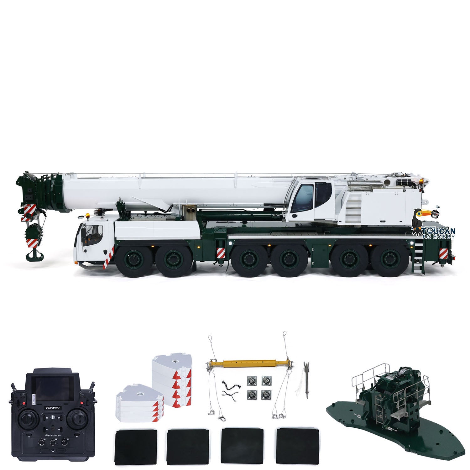 Eyewhale 1/14 Scale 6-Axle LTM1350 RC Hydraulic Mobile Crane - 5M Length Radio Controlled Heavy Duty Construction Vehicle, Ready-to-Run (PNP) Hobby Model for Adults - Perfect for Construction Site Simulation, RC Enthusiast Collections, and Engineering Education