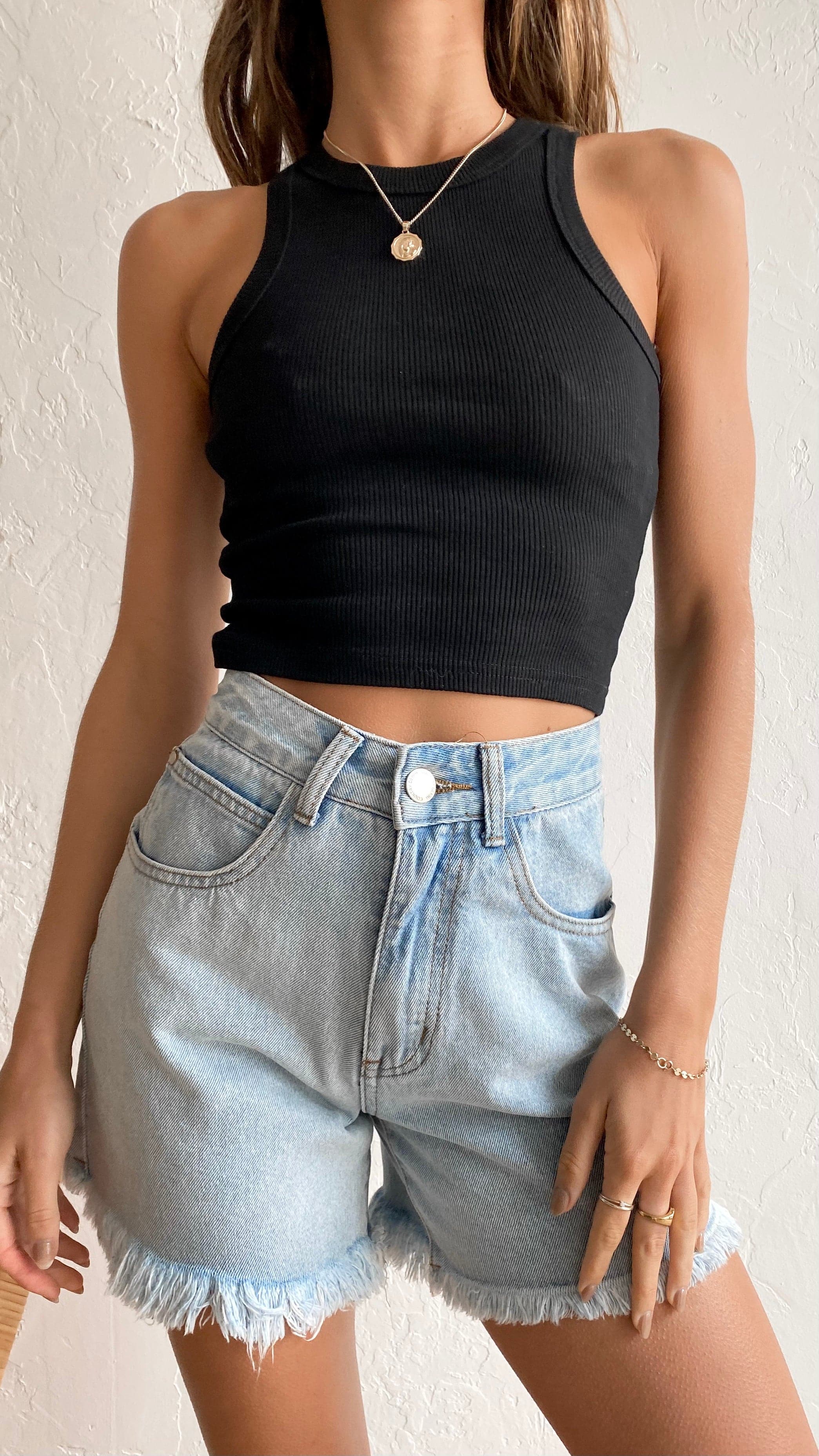 Women's Harlow Denim Shorts - High Waisted Stretch Comfort for Summer Outfits & Casual Wear