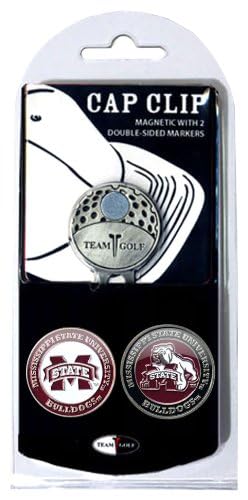 Team Golf NCAA Golf Cap Clip with 2 Removable Double-Sided Enamel Magnetic Ball Markers - Easy Hat Attachment for Golf Accessories | Perfect for Golfers, Tournaments & Practice Sessions
