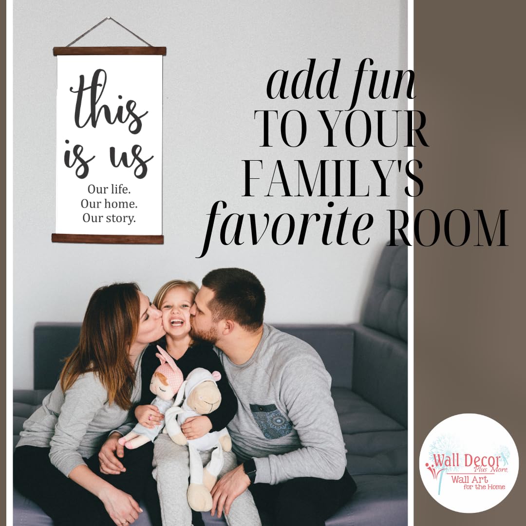 This Is Us Wood & Canvas Wall Art - 9x15 Inch Family Quote Home Décor for Living Room, Bedroom & Nursery - Perfect Gift for Housewarming & Wedding
