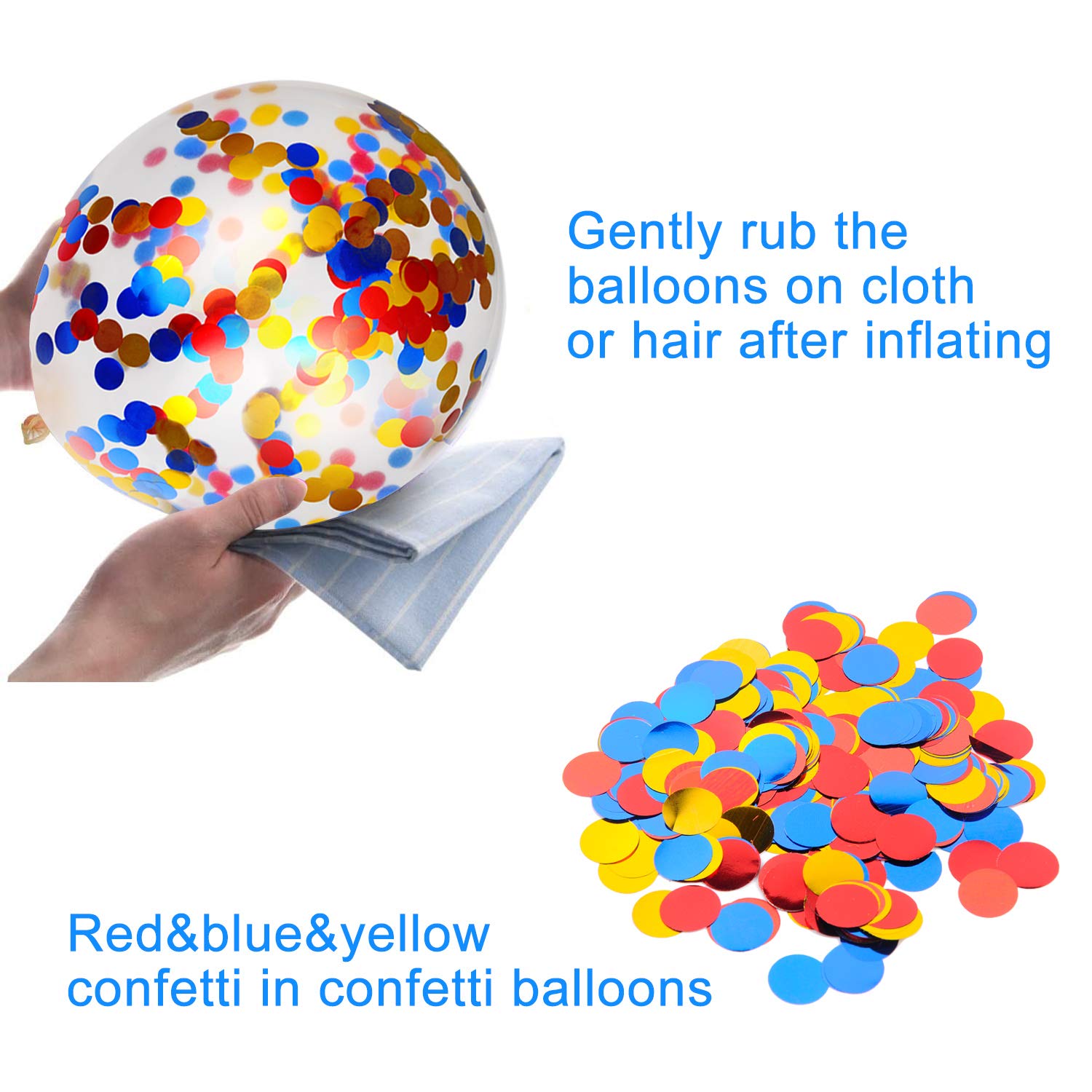 80 Pack Red Yellow Blue Confetti Latex Balloons - Paw Patrol Party Decorations, Carnival Circus Birthday Supplies for Kids, Baby Showers & Festive Events