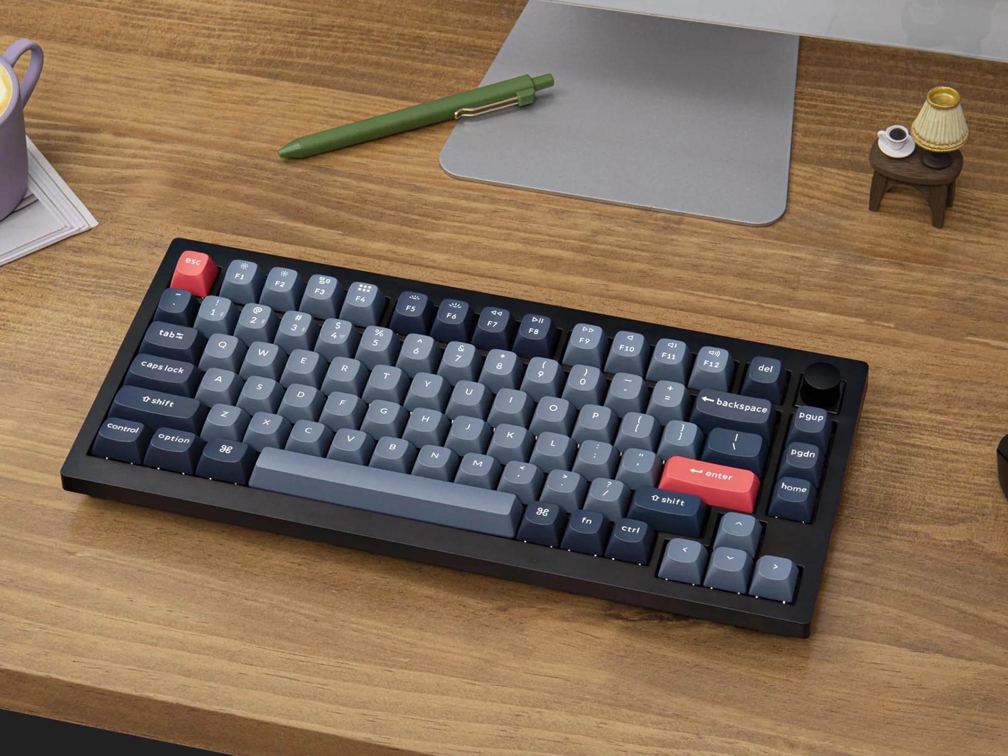 Keychron V1 Max 75% Wireless Custom Mechanical Keyboard - QMK/VIA Programmable, Bluetooth 5.1/2.4GHz/Wired, RGB Backlit, Hot-Swappable Gateron Jupiter Red Switches - Compatible with Mac/Windows/Linux - Perfect for Gaming, Coding & Office Work