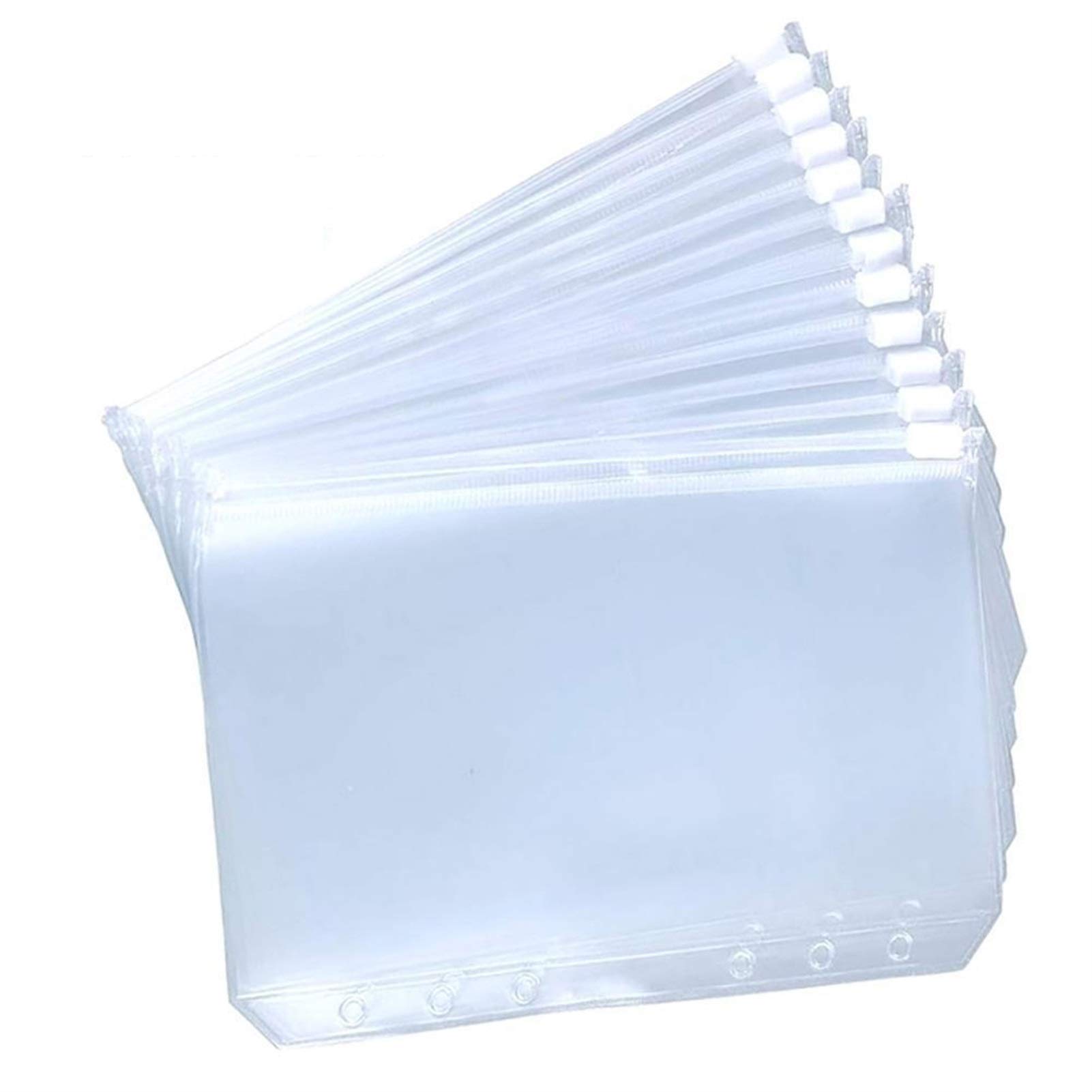 12-Pack JBZD A5 Binder Zipper Pockets - Transparent 6-Ring Loose Leaf Document Folders for School & Office - Waterproof File Organizer for Notebooks, Planners, Reports (A5 Size, Multi-Color) - Perfect for Students, Teachers & Professionals