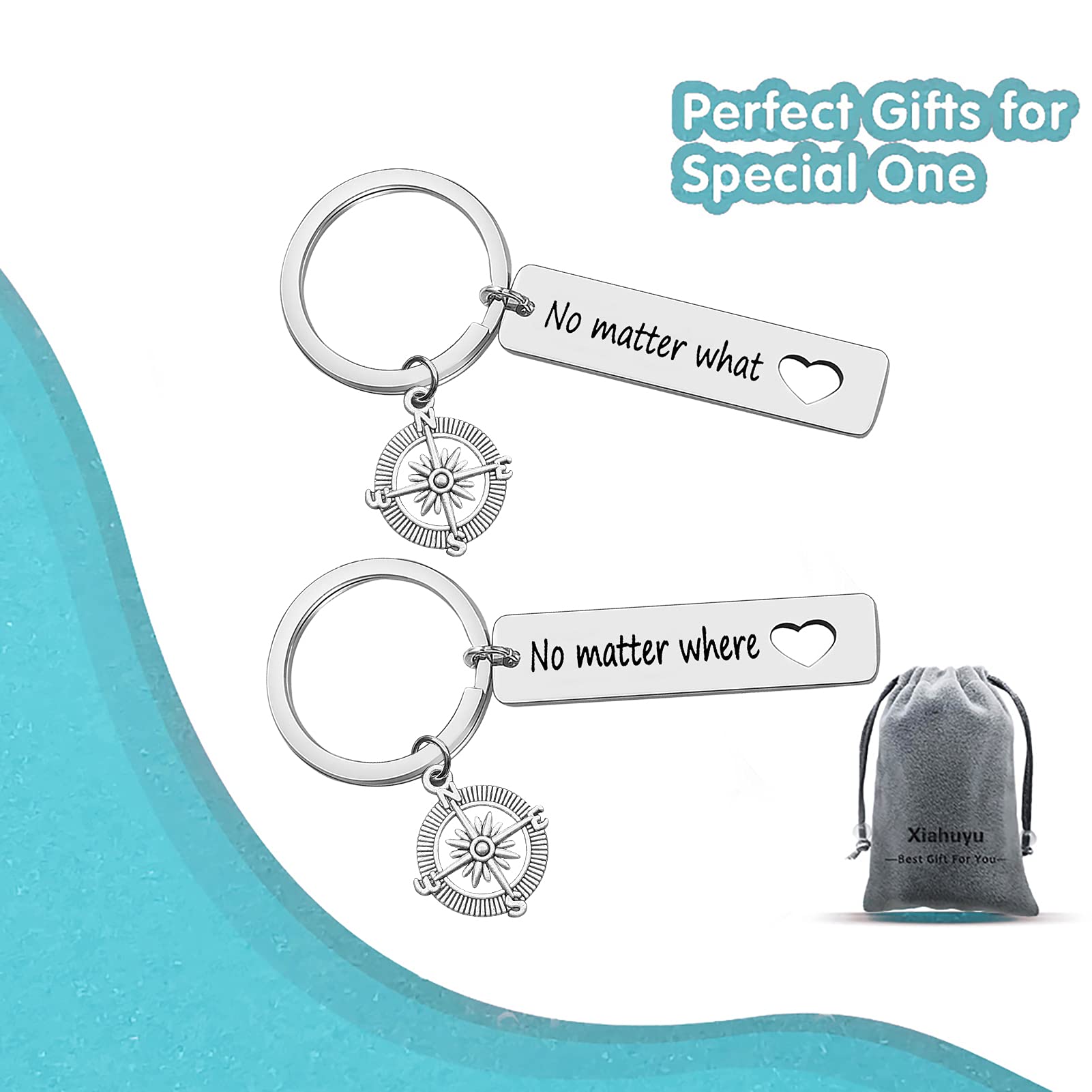 Xiahuyu Best Friend Keychain - No Matter What No Matter Where Keychain - Heartwarming Christmas & Birthday Gifts for Women - Perfect Friendship Gift for Besties, Sisters & Couples - Ideal for Anniversaries, Graduations & Long-Distance Relationships