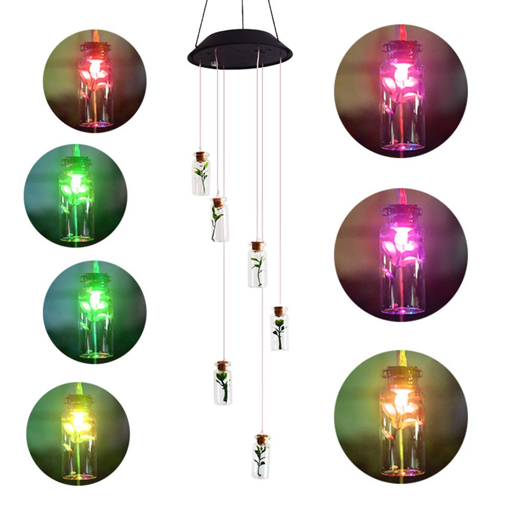 Solar Powered Wind Chime Lights - Outdoor Hanging Solar Lamp with Wind Chimes for Garden, Patio, Yard Decor - Weatherproof Landscape Lighting for Nighttime Ambience