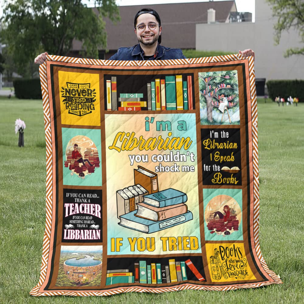 Custom Book Lover Throw Blanket - 90x110in Librarian Gift Quilt | Cozy Reading Companion for Bookworms & Bibliophiles