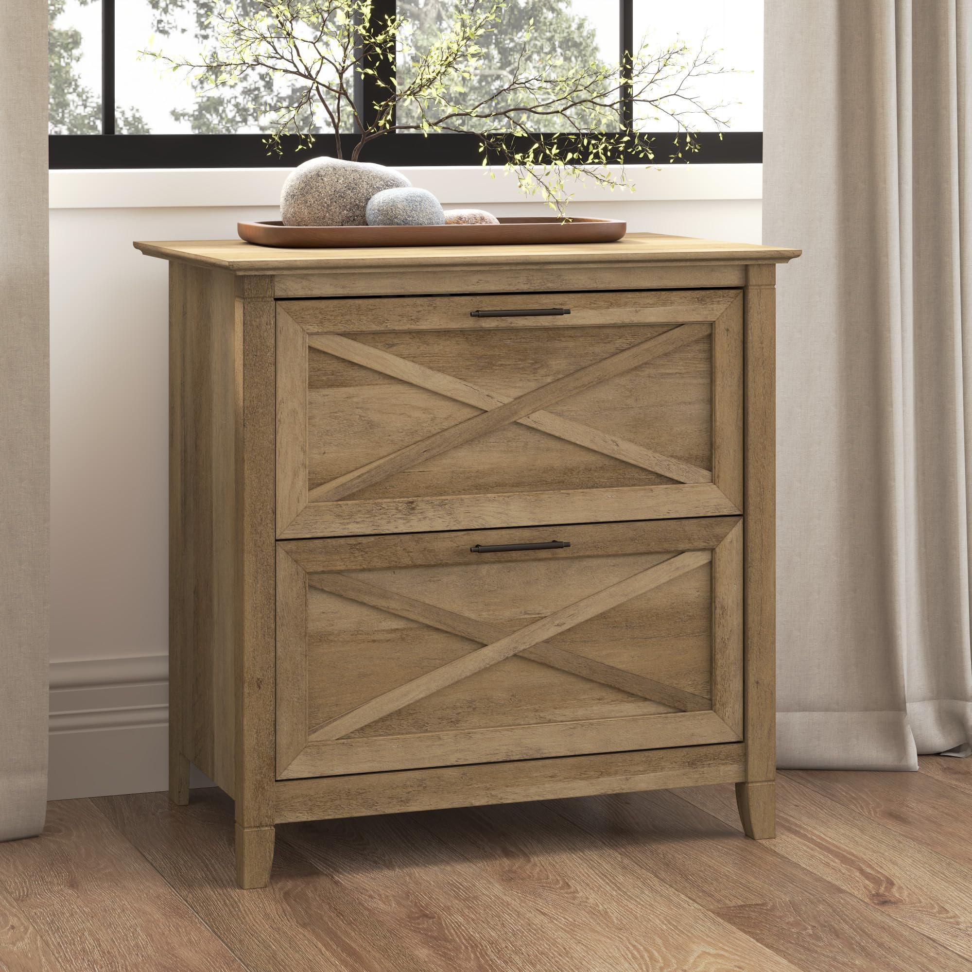 Bush Furniture Key West Lateral File Cabinet - Modern Farmhouse 2-Drawer Storage for Home Office, Study or Workspace - Organize Documents & Supplies in Style