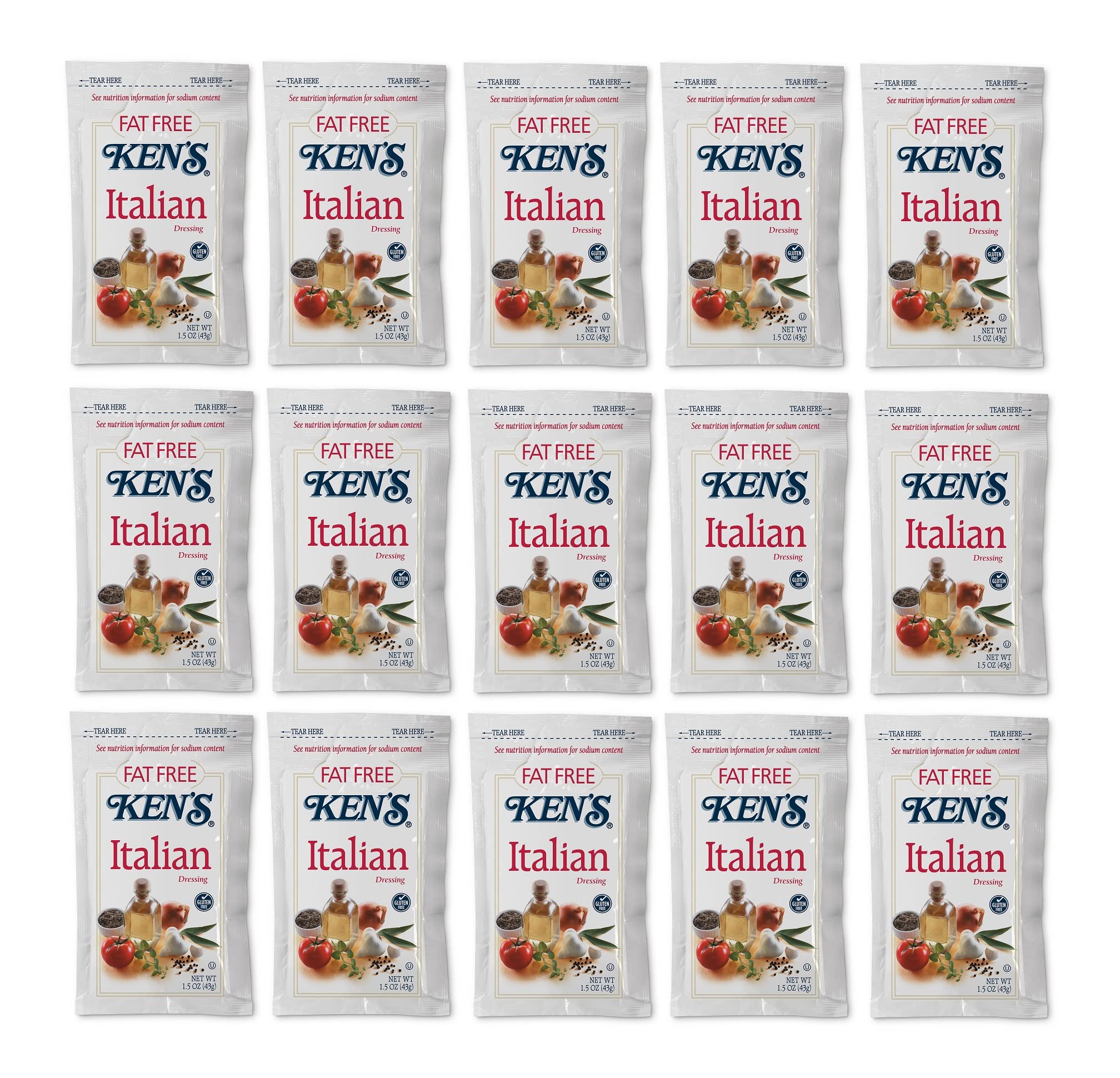 Fat Free Italian Salad Dressing Packets - 1.5 oz (15 Count) | Low Calorie, Healthy Vinaigrette for Salads, Sandwiches & Meal Prep | Perfect for Restaurants, Catering & Home Use