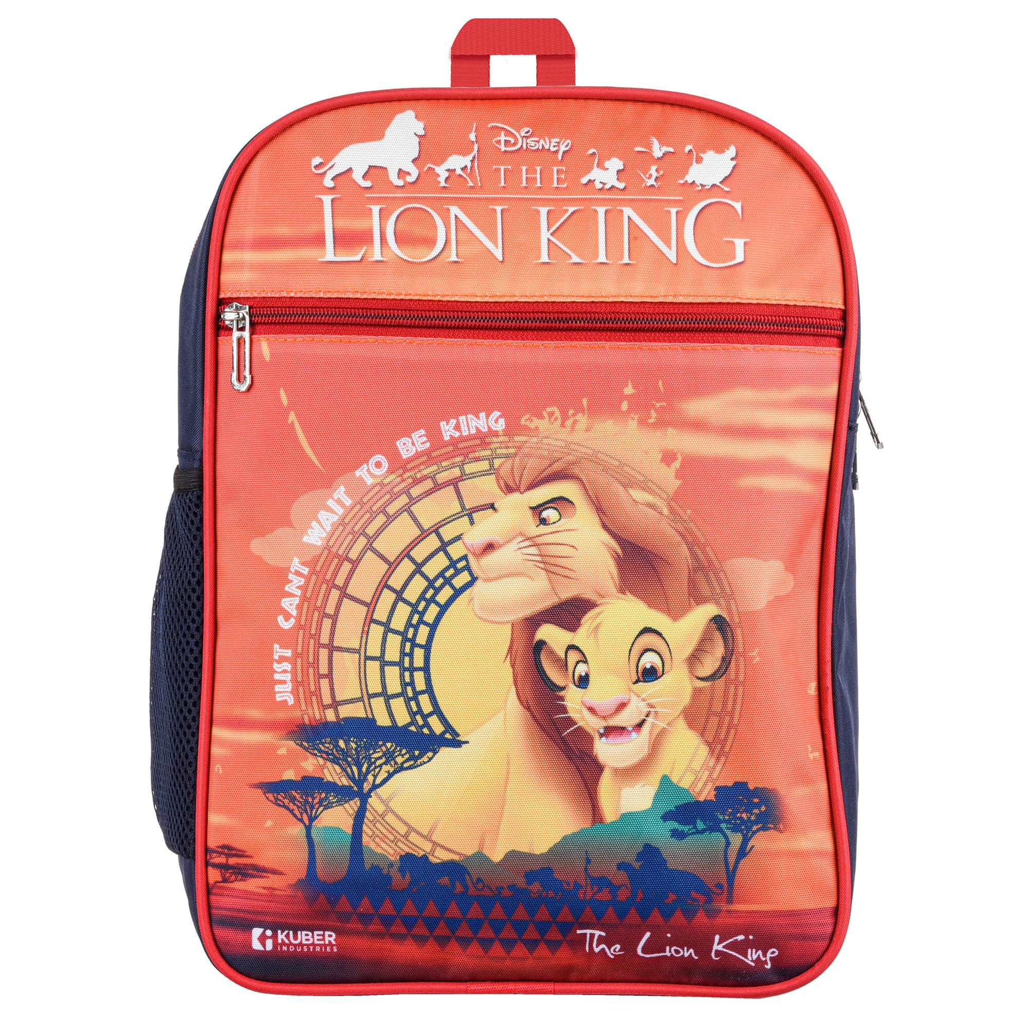 **Kuber Industries Disney The Lion King Kids School Backpack for Boys & Girls - 3 Compartment Durable Book Bag with Adjustable Straps - Perfect for School, Travel & Daily Use (Orange)**