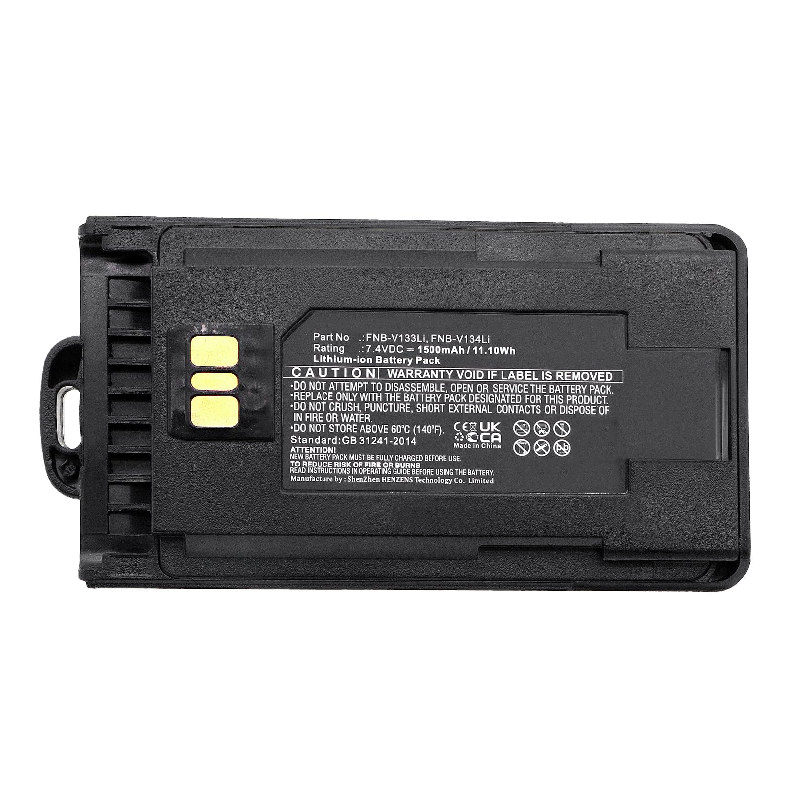 Synergy Digital 2-Way Radio Battery - 1500mAh Li-ion 7.4V Replacement for Vertex VX-459 & Motorola FNB-V133Li - Long Lasting Power for Emergency Communication, Construction & Outdoor Activities