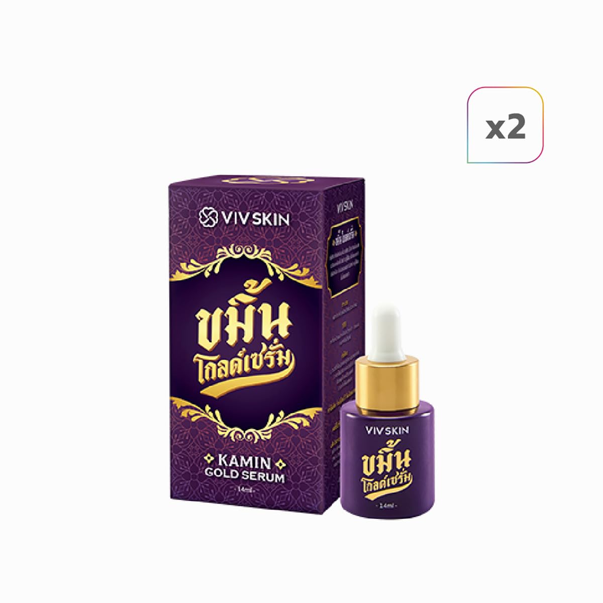VIVSkin KaminGold Serum - 14ml/Box (Pack of 3) | Moisturizing & Nourishing Facial Treatment for Dry Skin | Free Tomato Facial Mask Included | Perfect for Night Routine & Anti-Aging Care