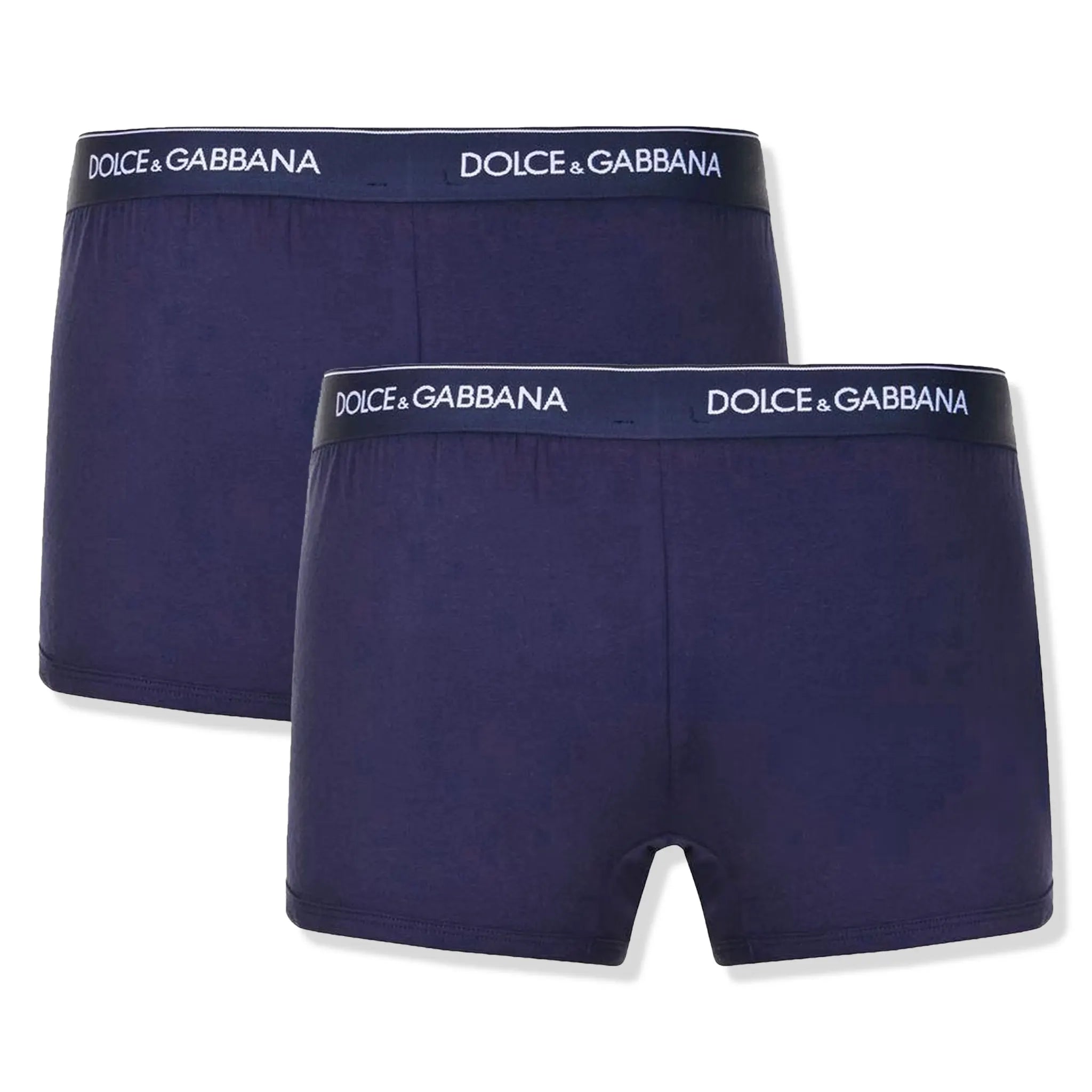 Dolce & Gabbana Men's Navy Blue Cotton Stretch Boxer Briefs 2-Pack - Soft Underwear for Everyday Comfort & Style