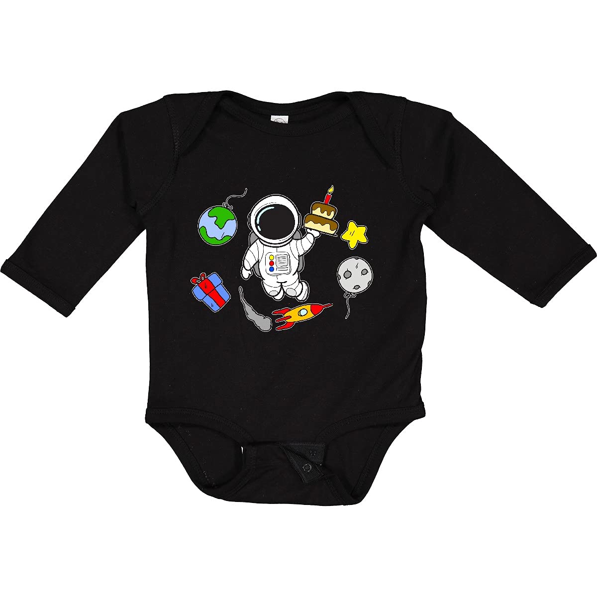 Inktastic Astronaut Birthday Long Sleeve Baby Bodysuit - Cute Space-Themed Outfit for Boys & Girls - Perfect for Birthday Parties, Photo Shoots & Everyday Wear