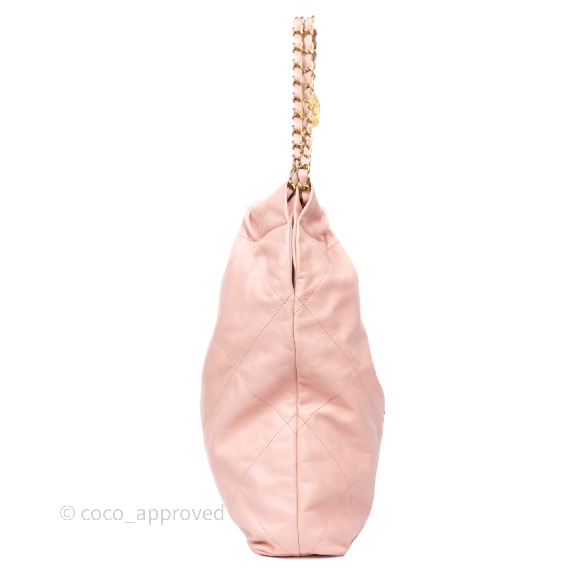 Chanel 22 Medium Handbag in Pink Crumpled Calfskin with Aged Gold Hardware - Luxury Crossbody Bag for Women, Perfect for Date Night & Special Occasions