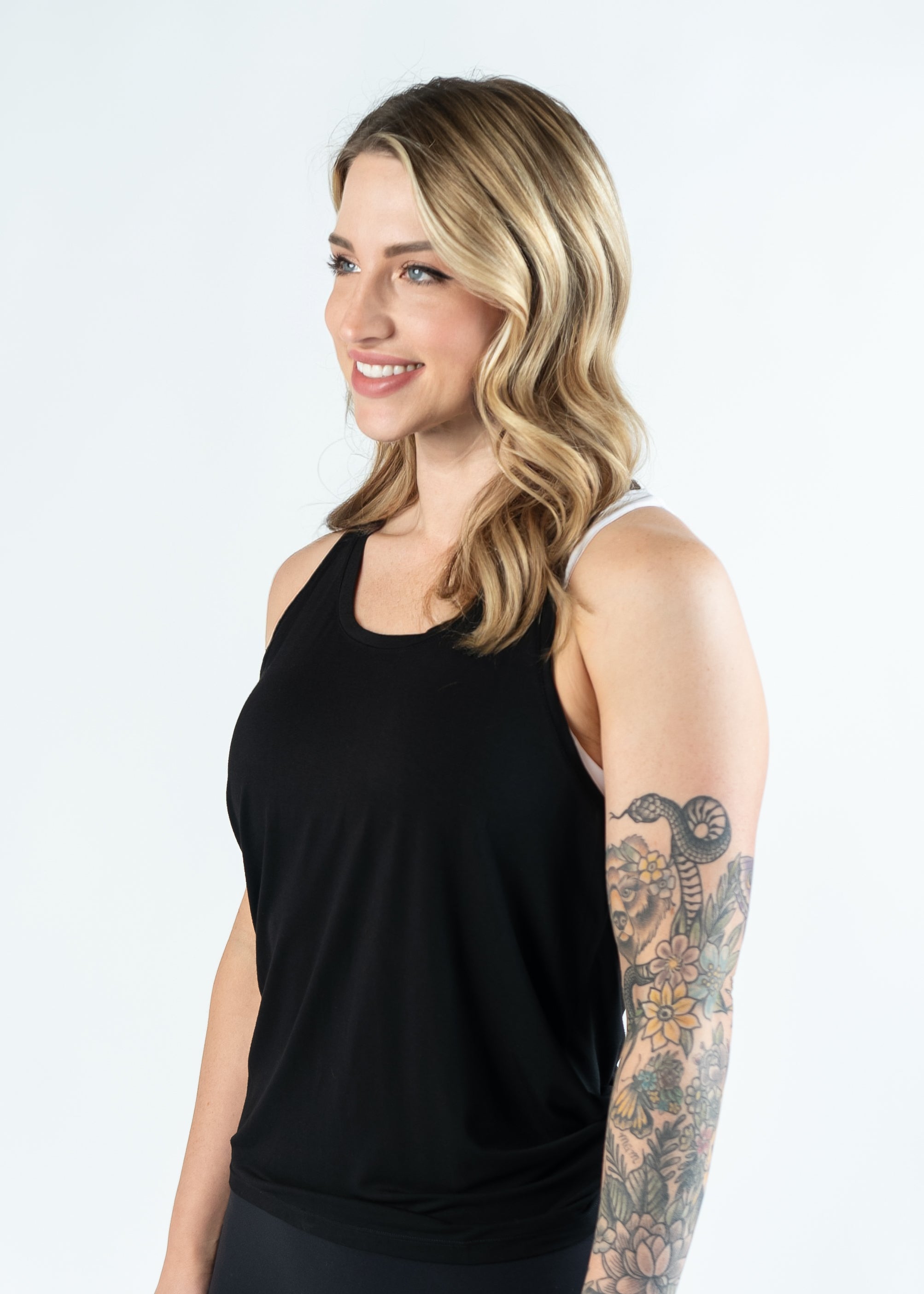 Women's Tie Back Tank Top - Black Sleeveless Shirt for Summer, Casual Wear, Beach & Yoga Outfits