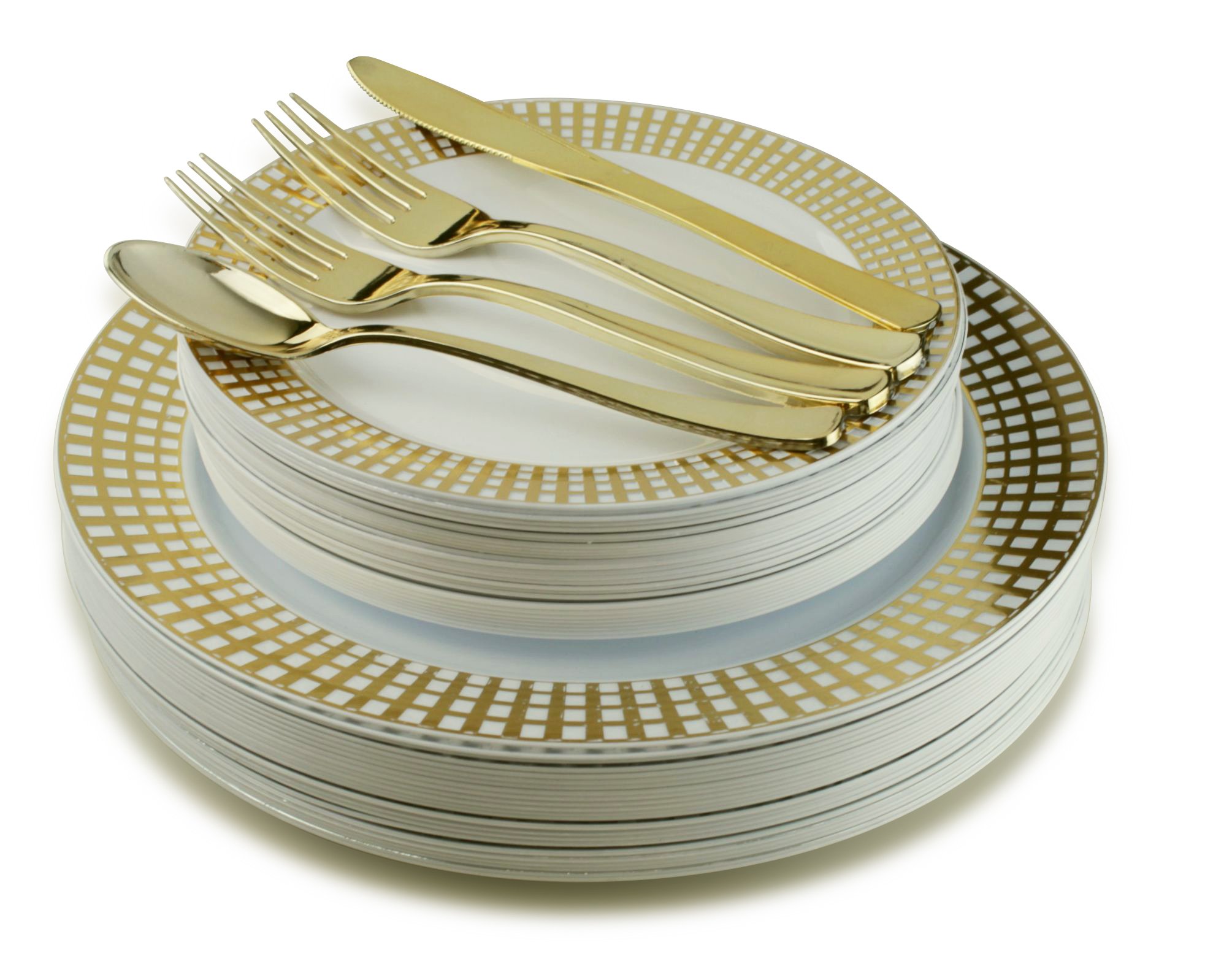 720-Piece Wedding Disposable Plastic Plate & Silverware Set (120 Guests) - 10.25