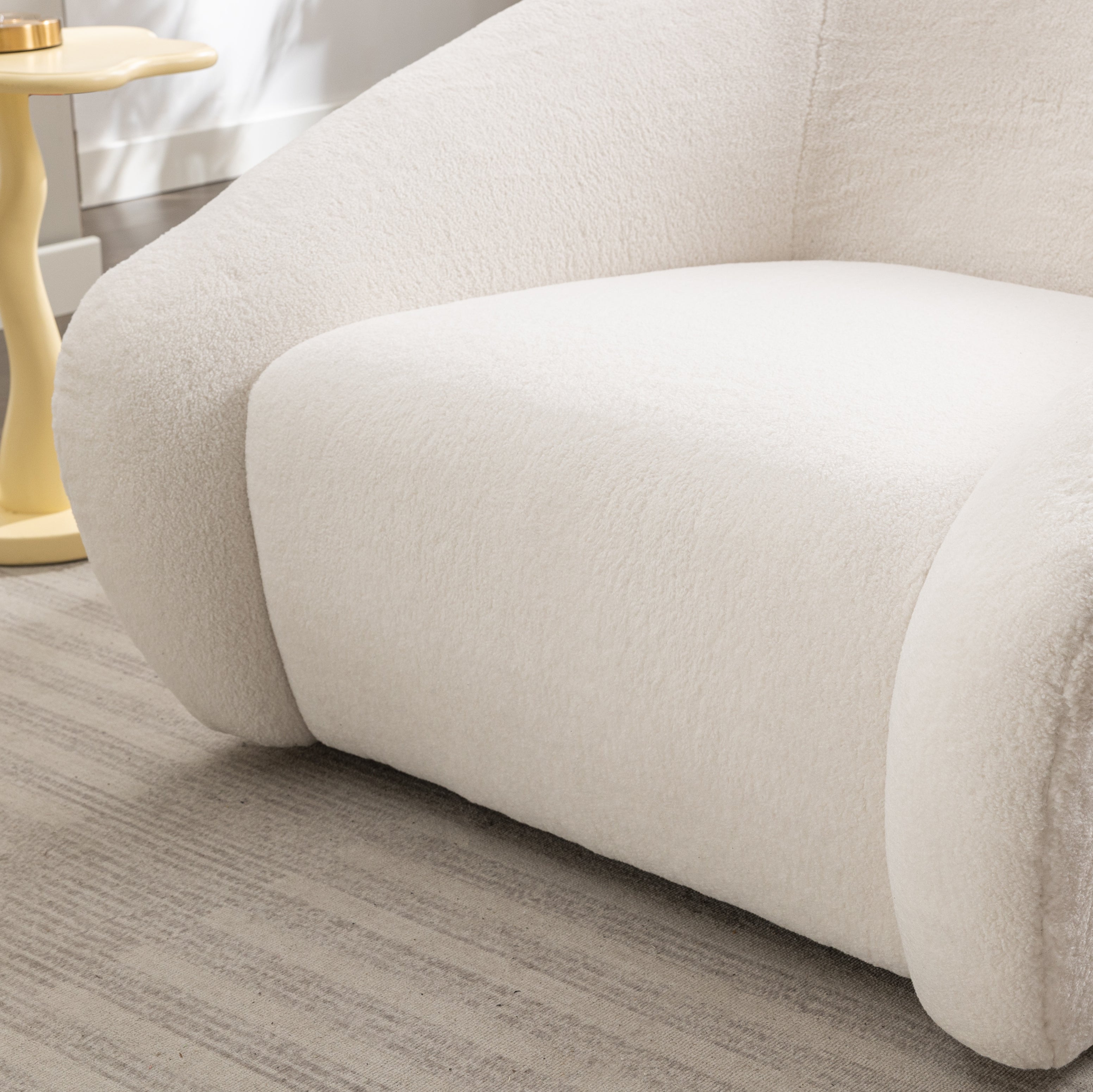 Roundhill Furniture Luzern Modern Boucle Upholstered Accent Chair - 360° Swivel Lounge Chair for Living Room, Bedroom & Office - Soft Fabric Contemporary Seating with Rotating Base