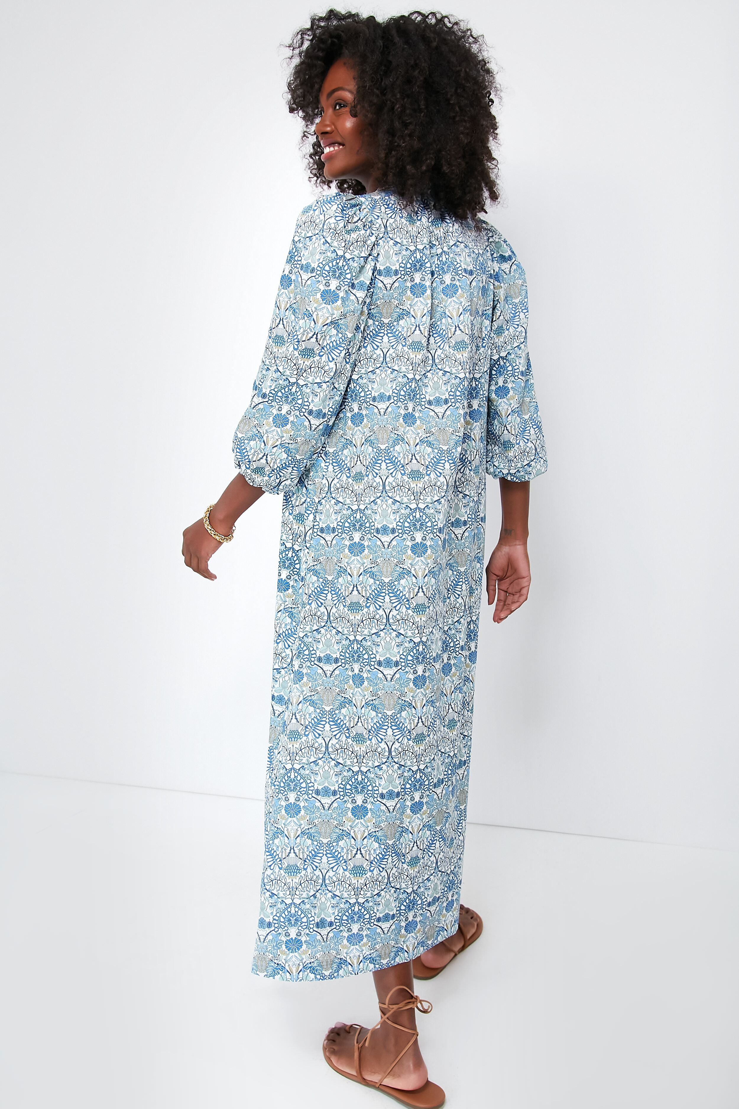 Blue Morris Allotment Maya Dress - Floral Print Summer Maxi Dress for Women | Boho Chic Beach Dress, Vacation & Party Wear