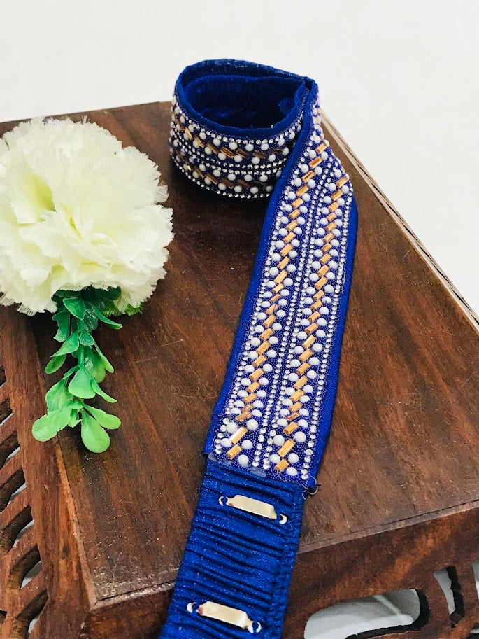 Elegant Blue Saree Hip Belt with Stone Embellishments - Perfect for Indian Weddings, Festivals & Special Occasions