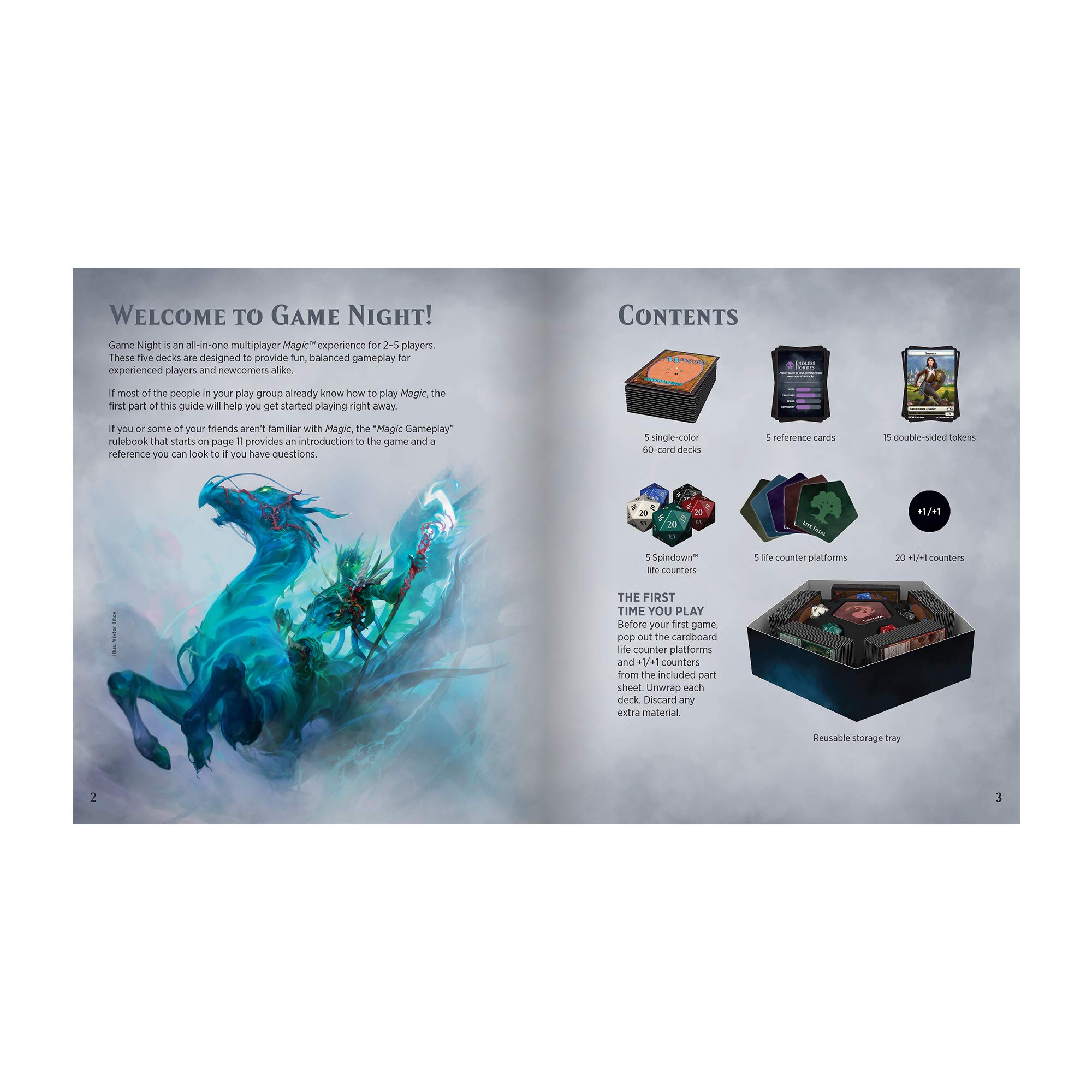 Magic: The Gathering Game Night 2019 | 2-5 Player Card Game Set with 5 Decks & Dice | Perfect for Family Game Nights & Friends Gatherings